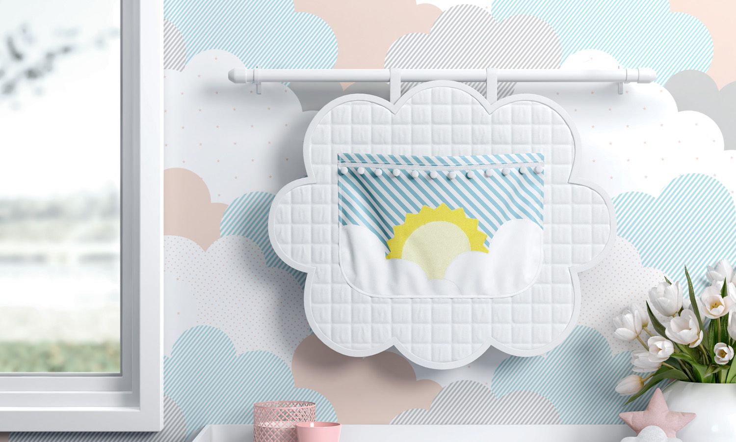 Porta Fraldas Varão Sol na Nuvem de Algodão