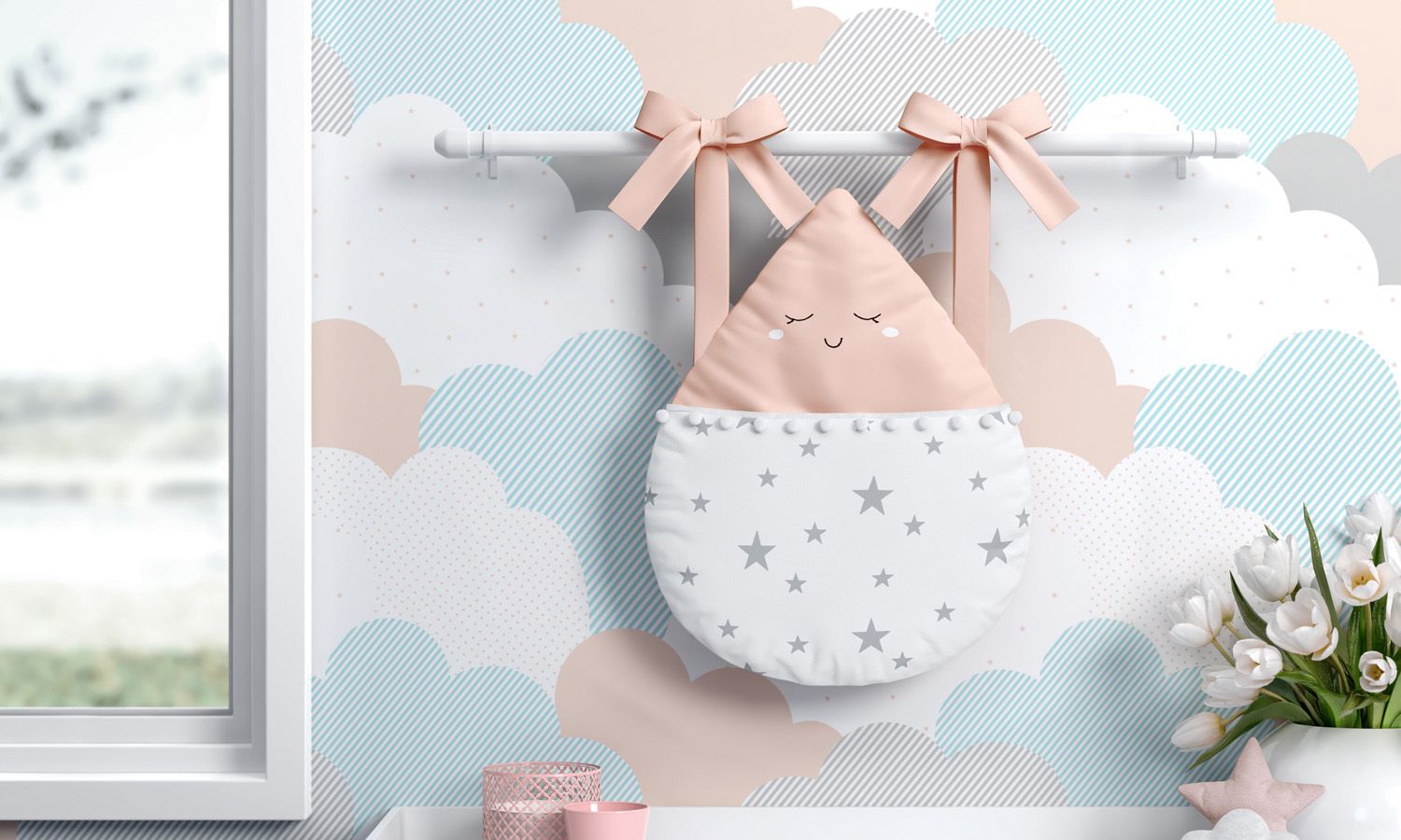 Porta Fraldas Varão Gotinha com Pompom