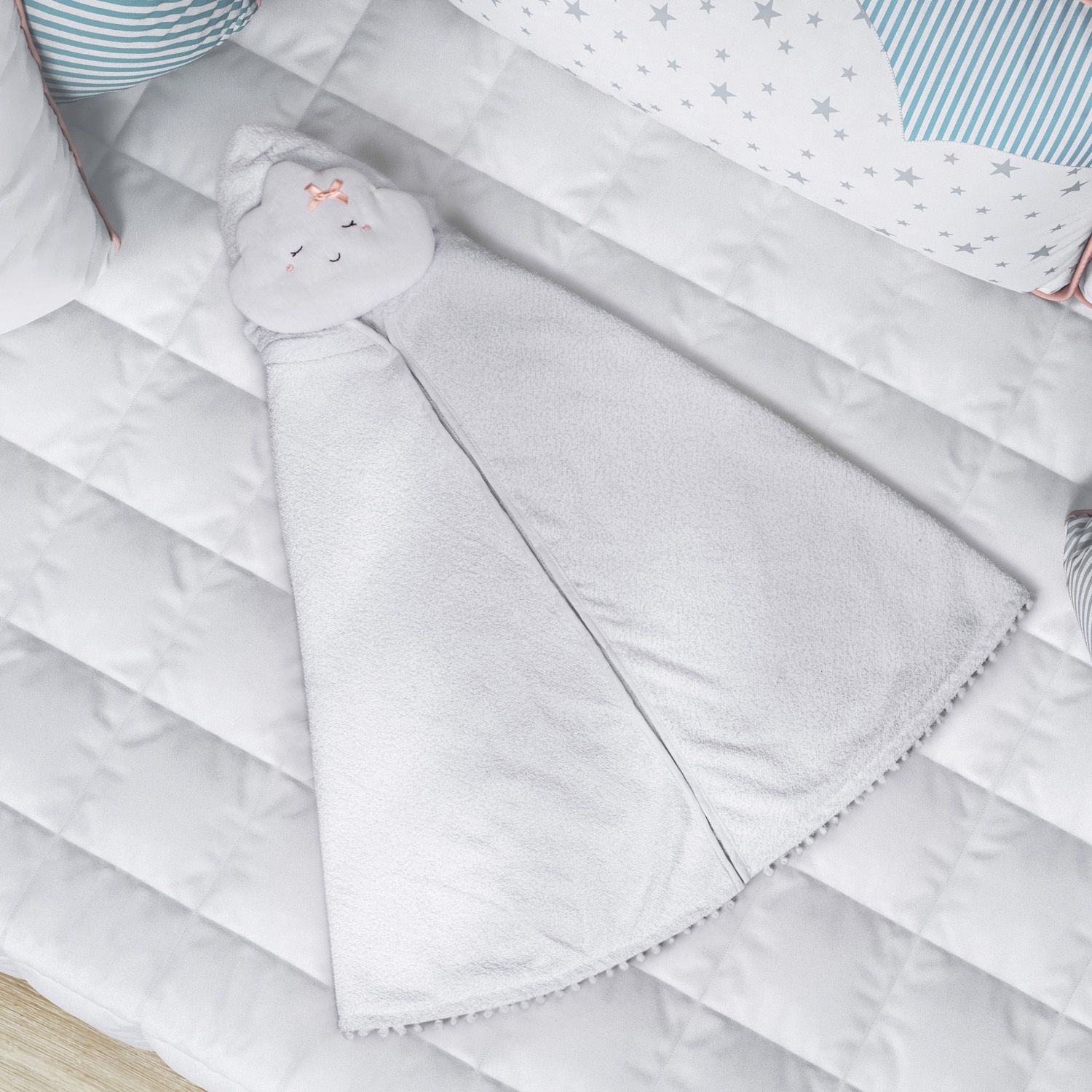 Toalha com Capuz Infantil Nuvem de Algodão 90cm