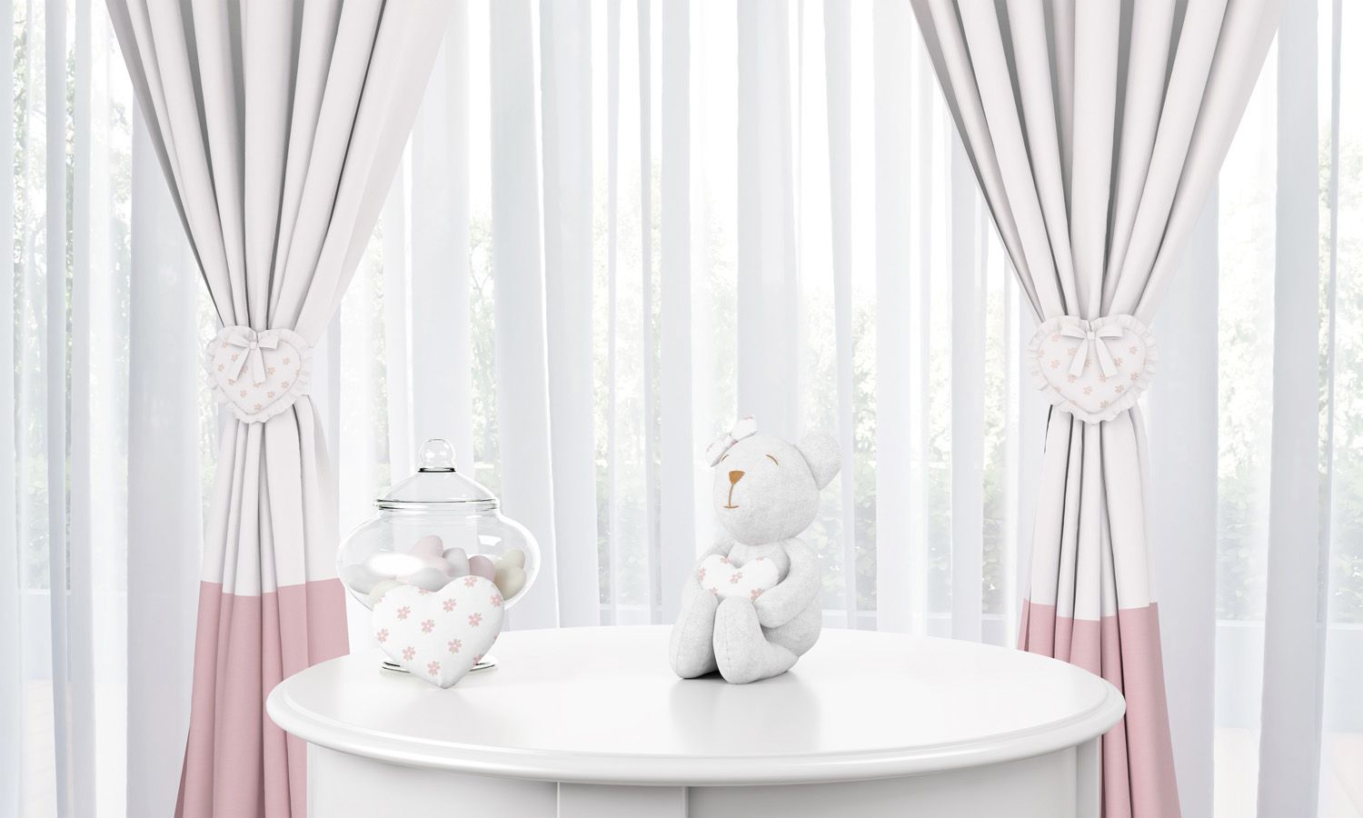 Ursa Branca com Coração Florido 15cm