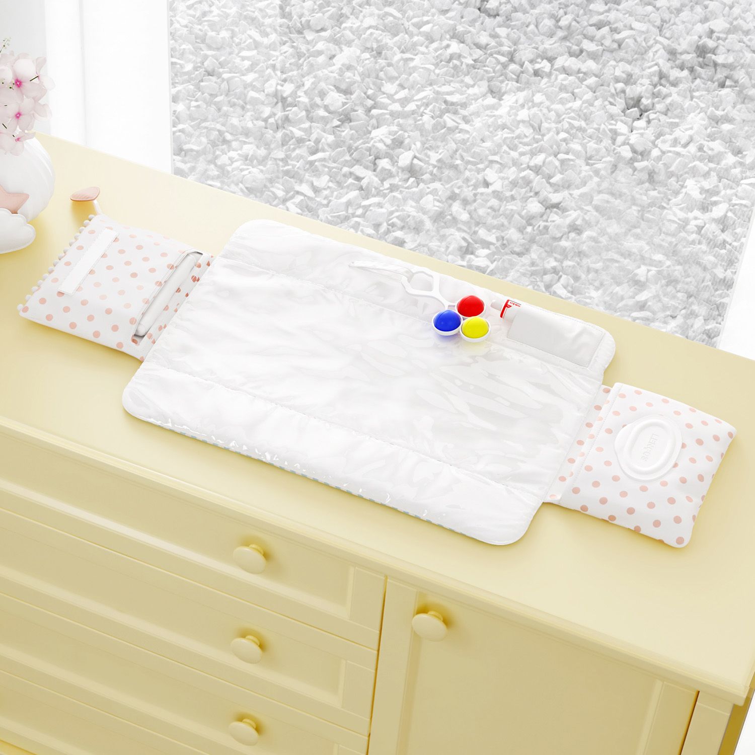 Trocador de Fraldas Portátil com Bolsos Nuvem de Algodão 85x40cm