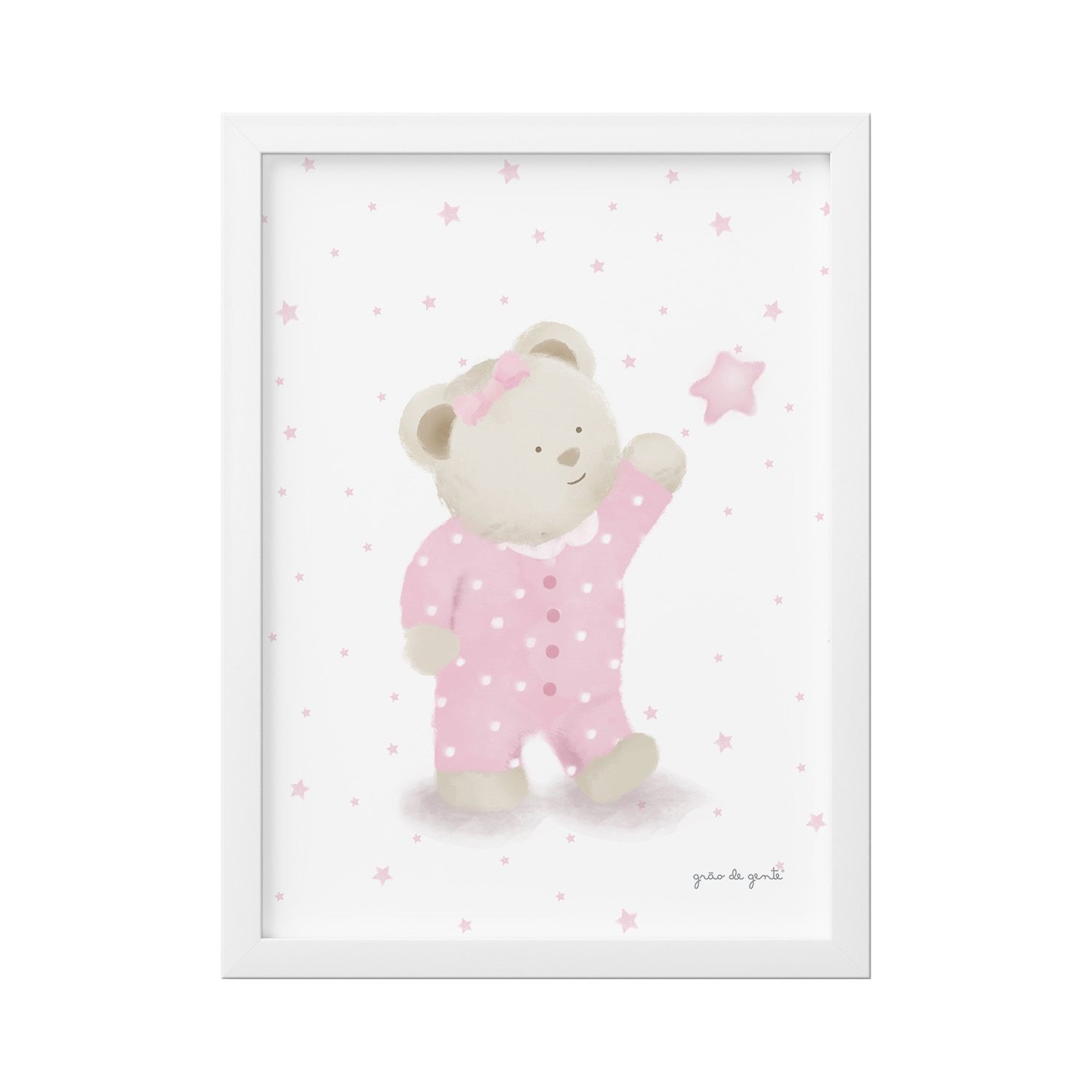 Quadro Ursinho e Estrelinha Amarelo 40cm 