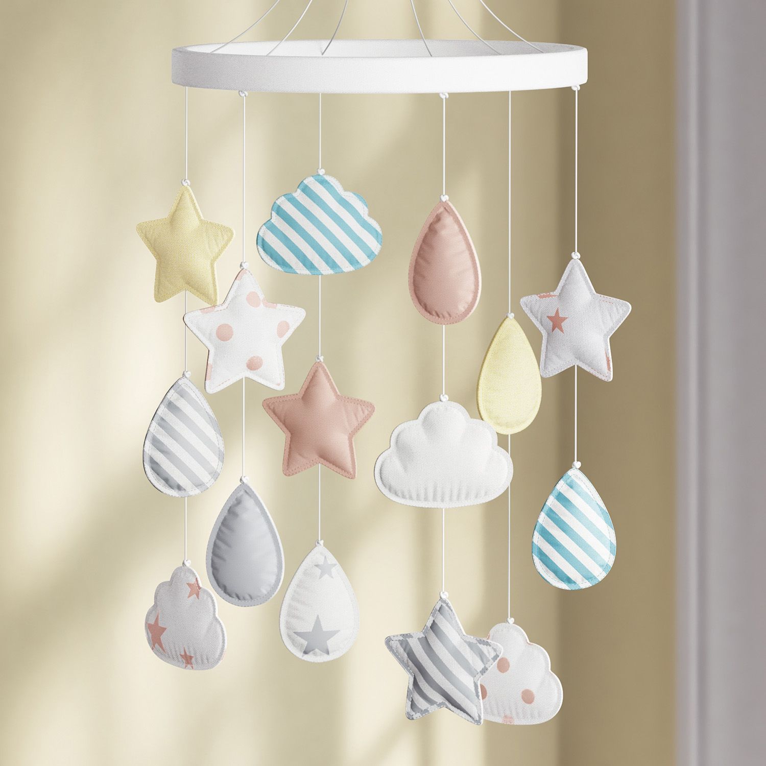 Móbile Estrelinhas Gotinhas e Nuvens