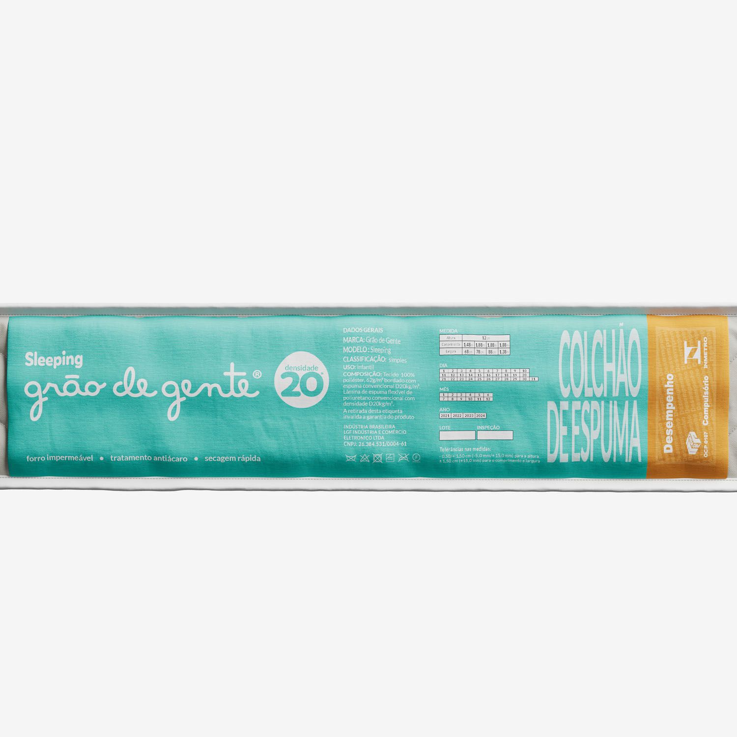 Colchão Solteiro ou Cama Auxiliar 188x78x12 D20