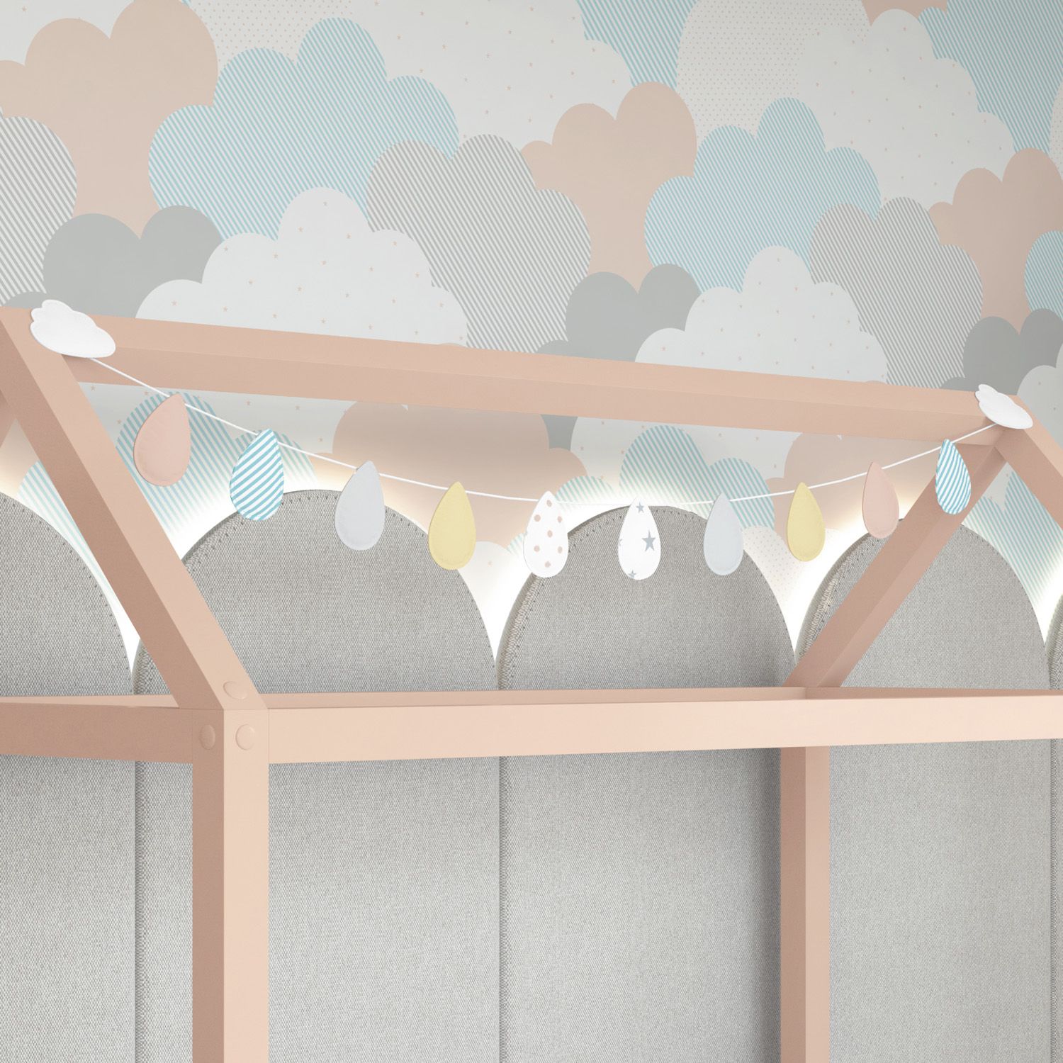 Varal de Cama Gotinhas e Nuvens 1,60m