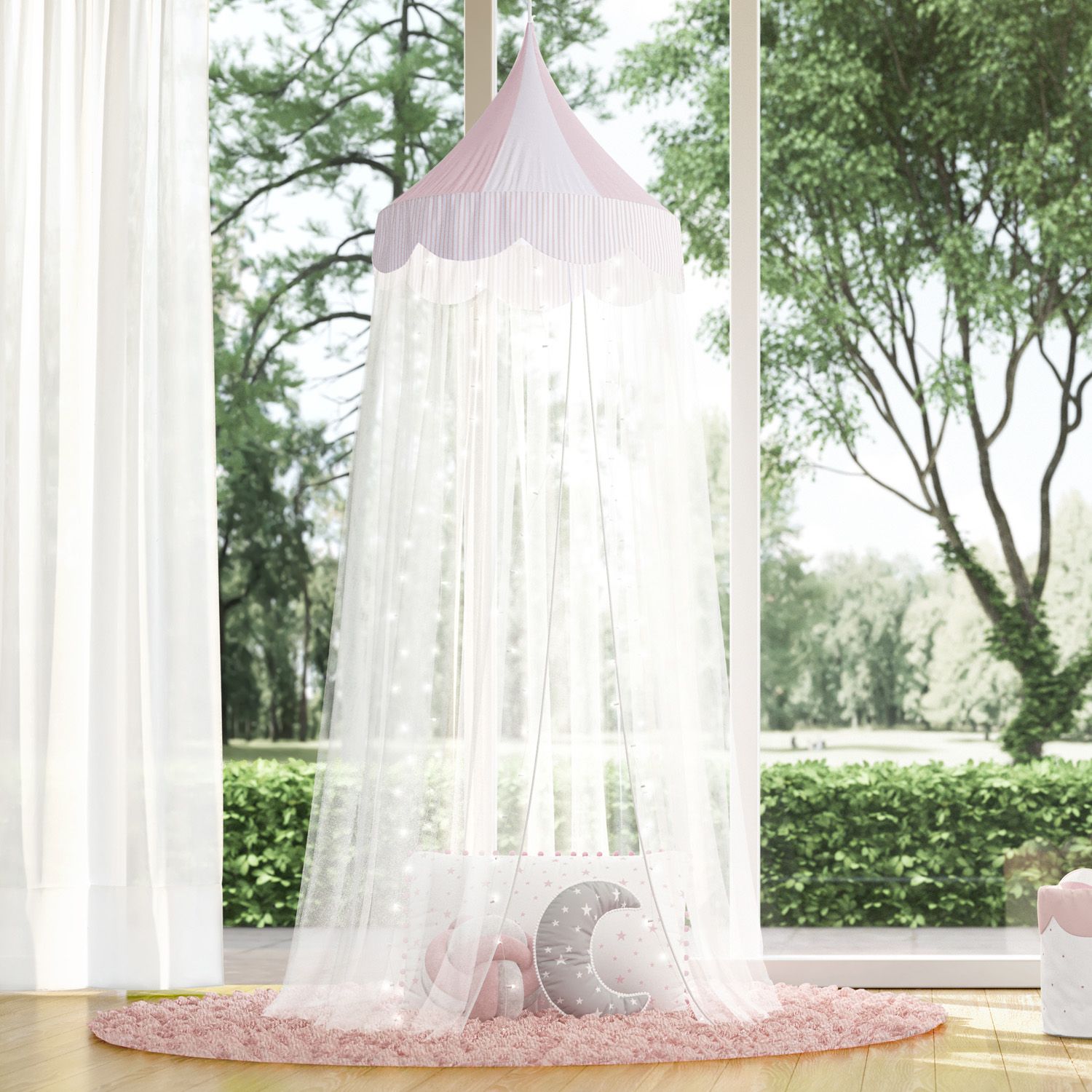 Tenda Dossel Listrada Rosa 2m