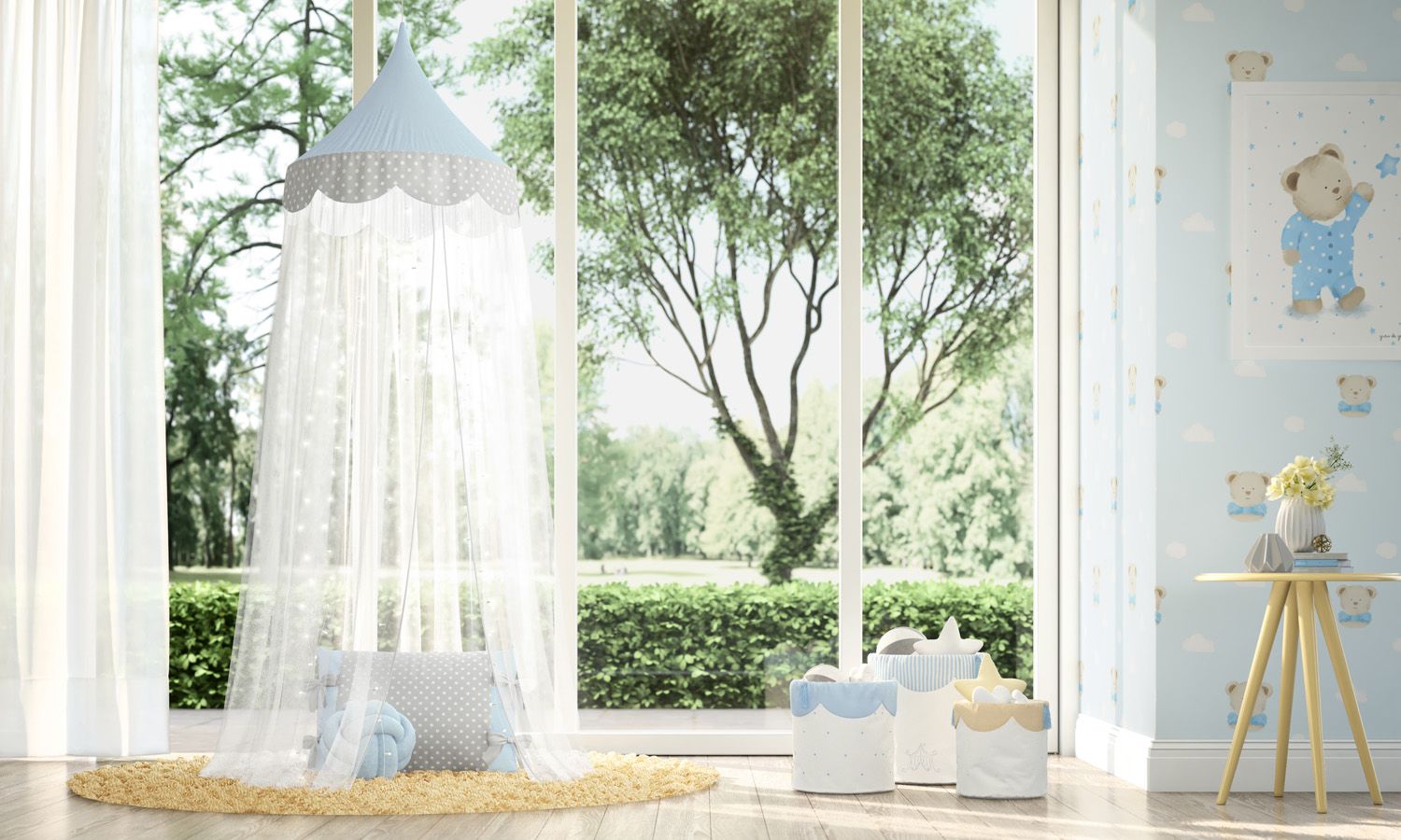 Tenda Dossel Azul/Cinza Poá 2m