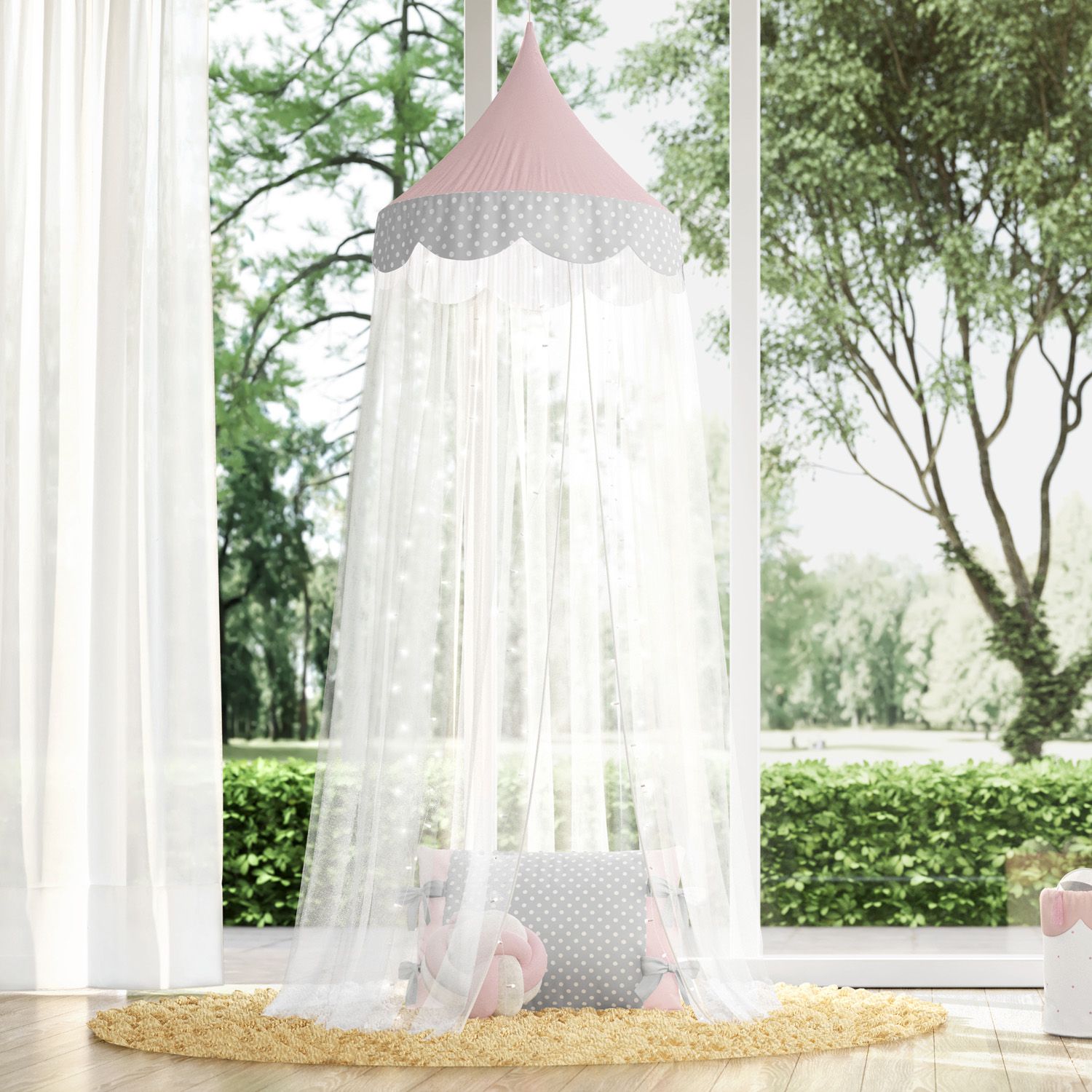 Tenda Dossel Azul/Cinza Poá 2m