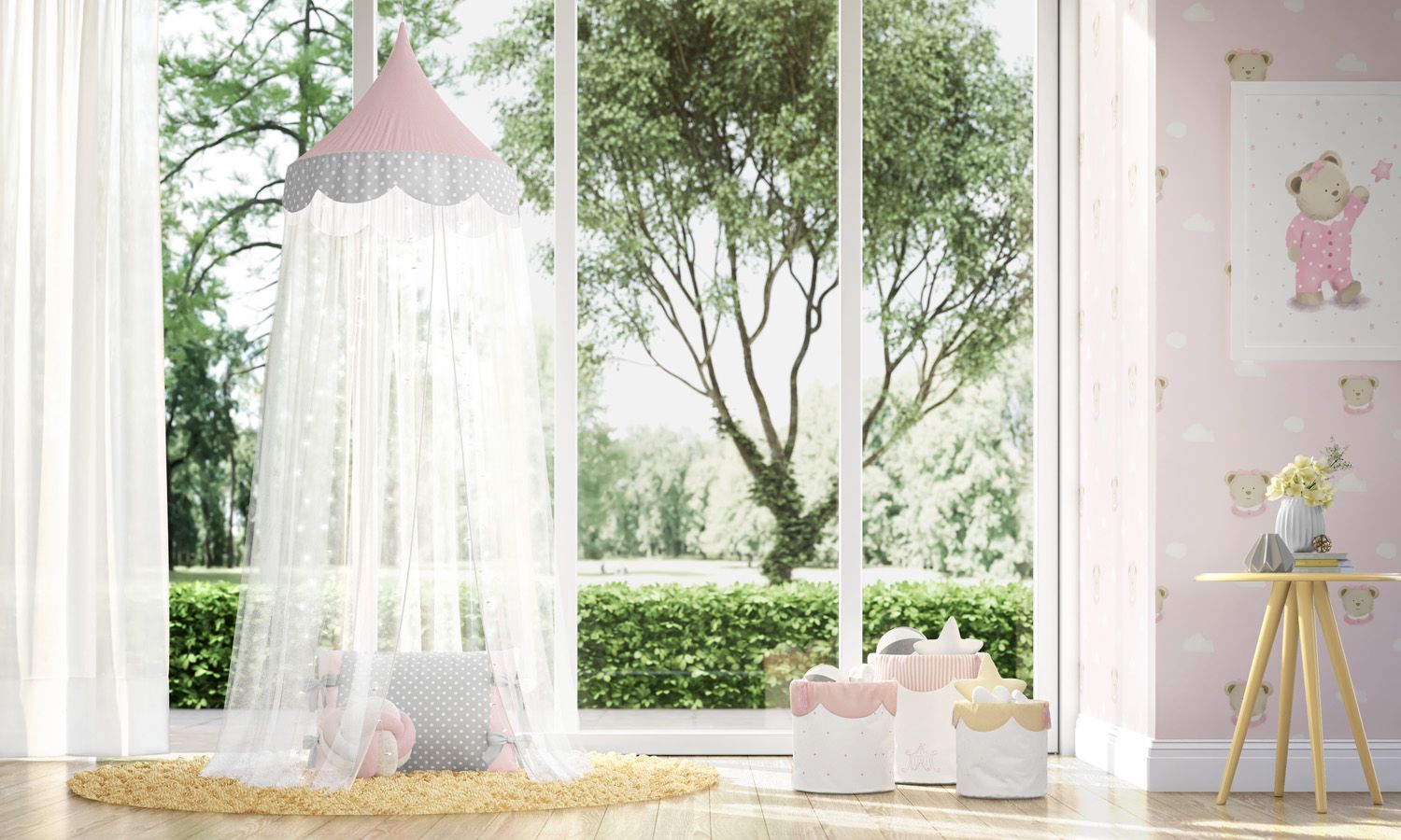 Tenda Dossel Azul/Cinza Poá 2m