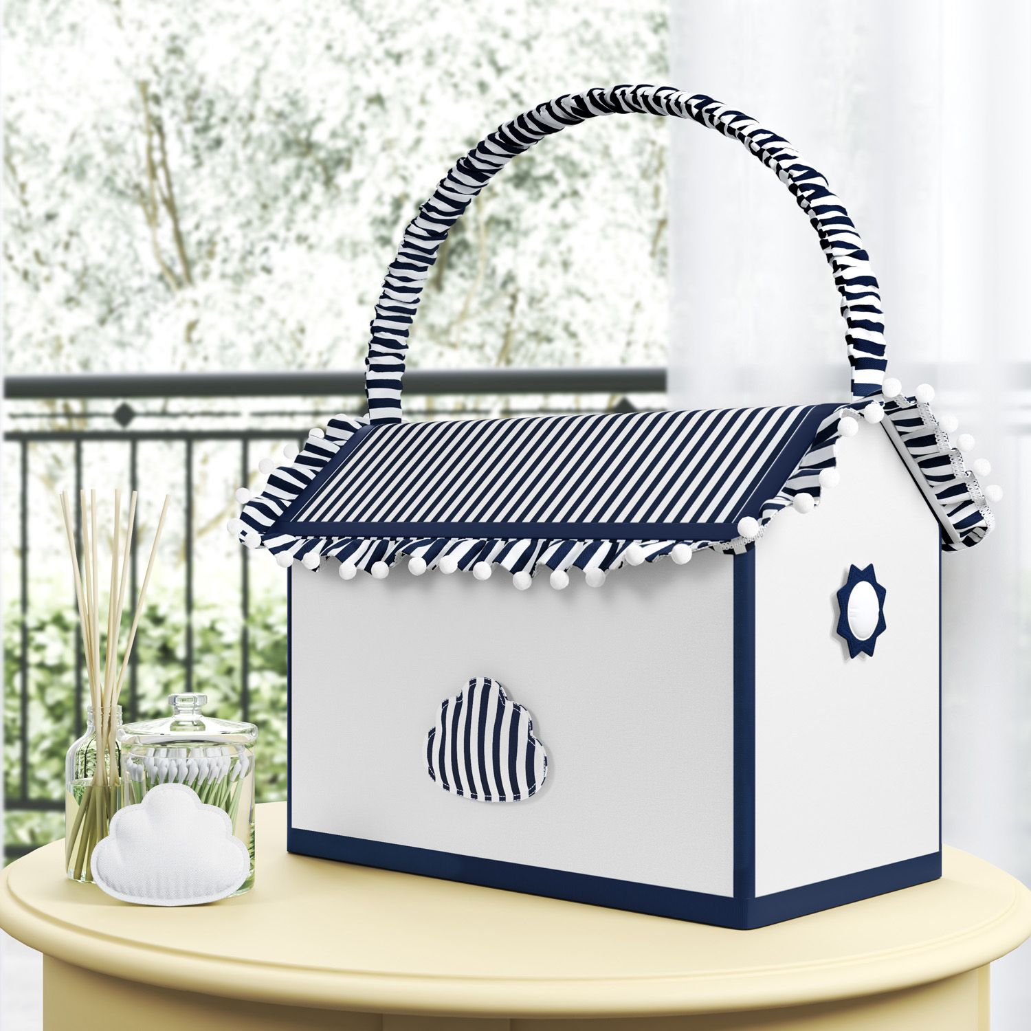 Farmacinha Nuvem e Sol Listrada Cinza/Branco