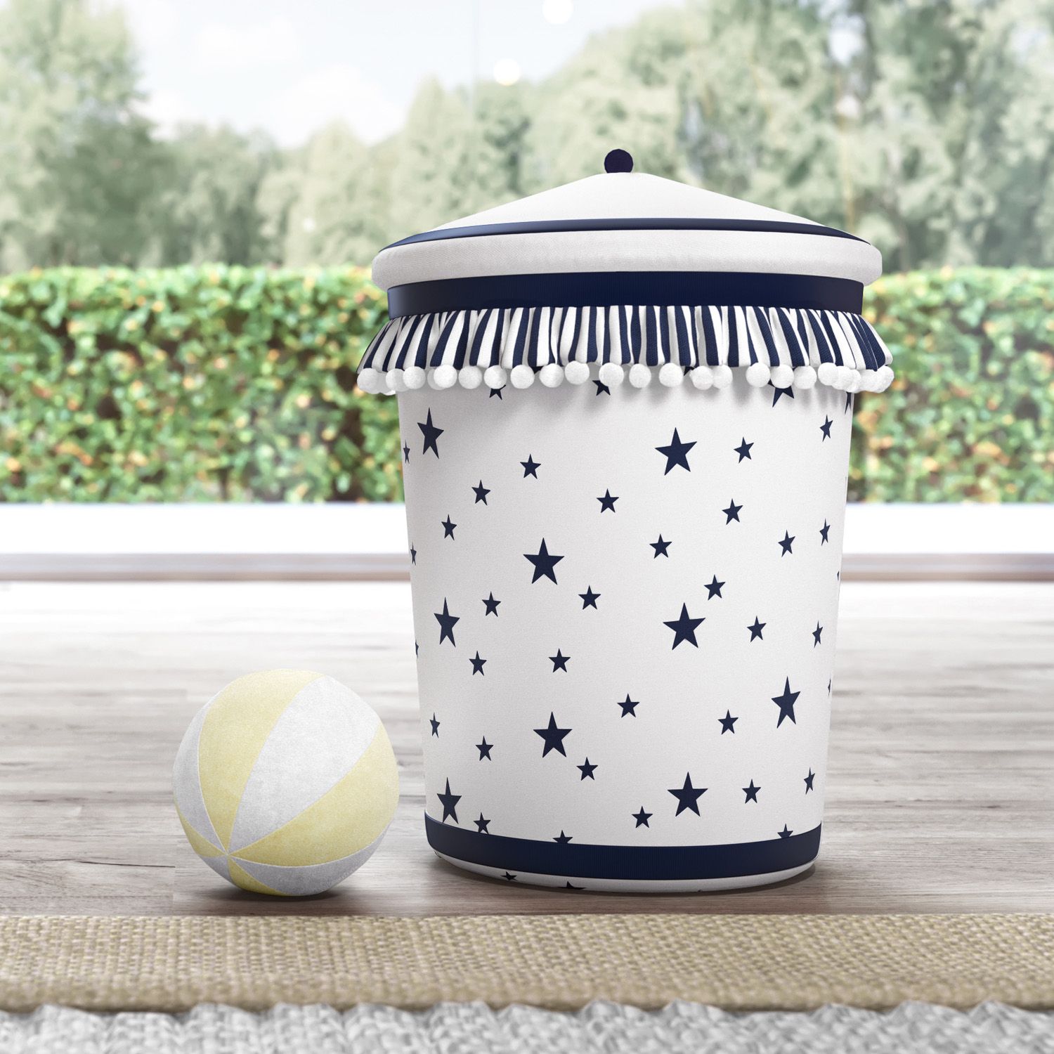 Lixeira Estrelinhas e Pompons Cinza