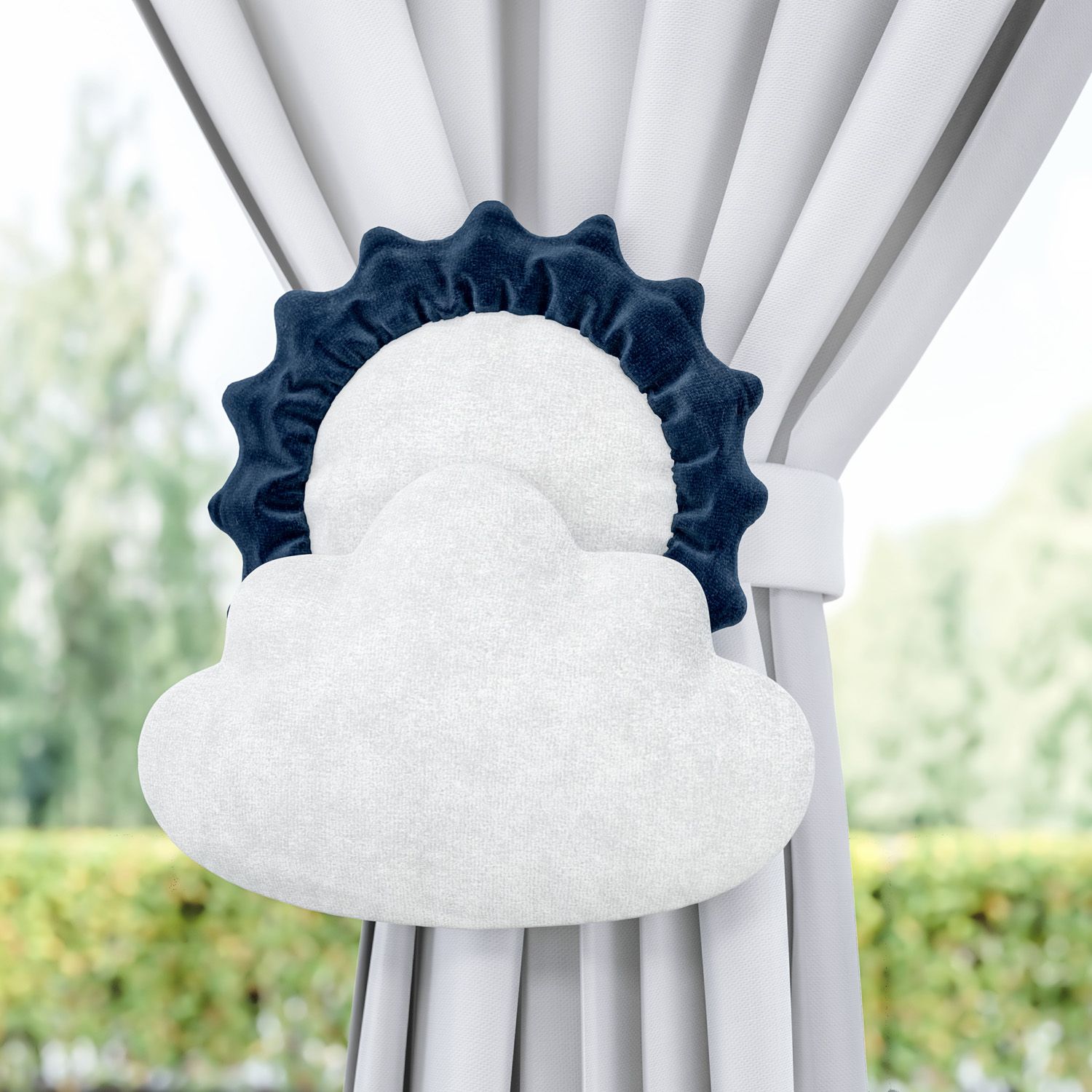 Prendedor de Cortina Sol e Estrela na Nuvem 2 Peças