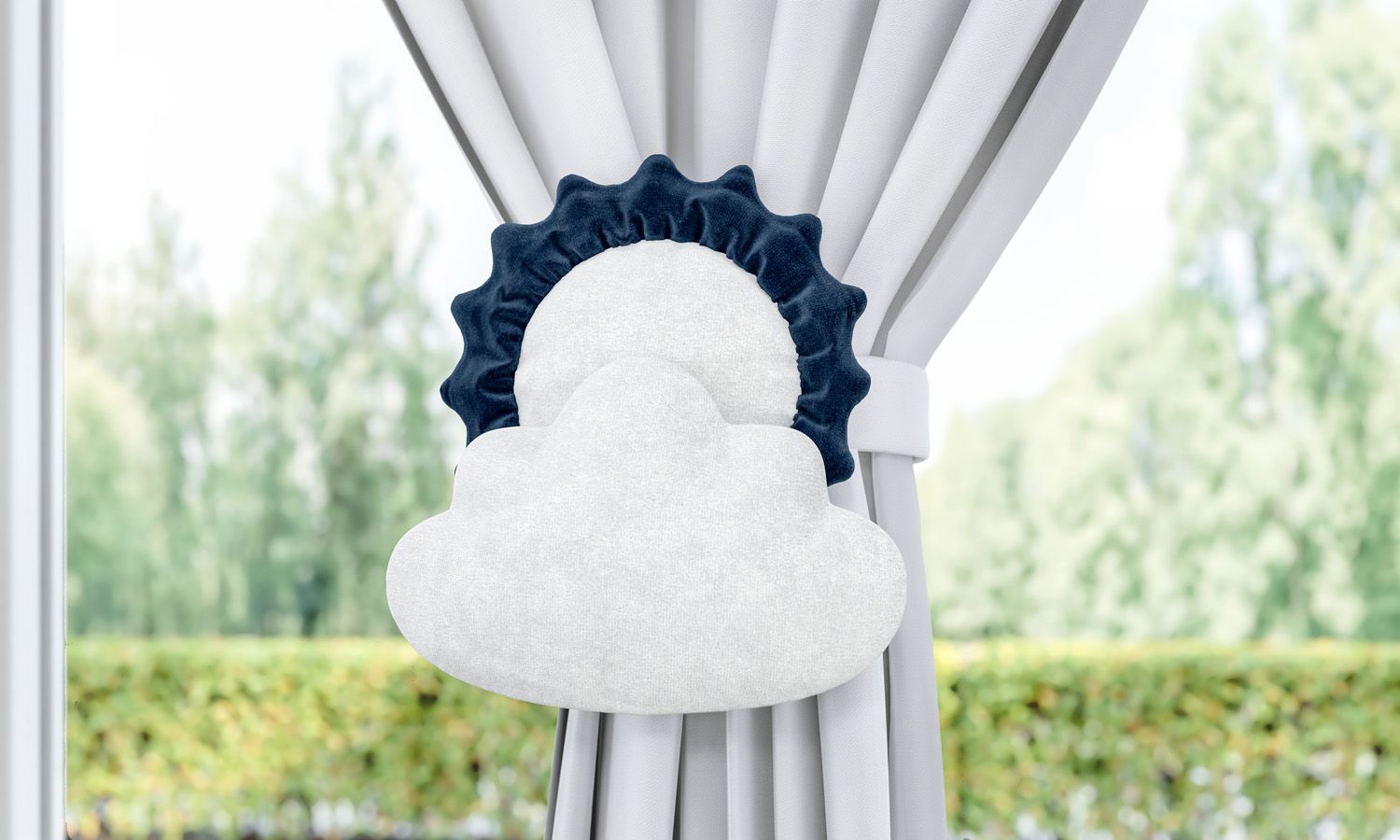 Prendedor de Cortina Sol e Estrela na Nuvem 2 Peças