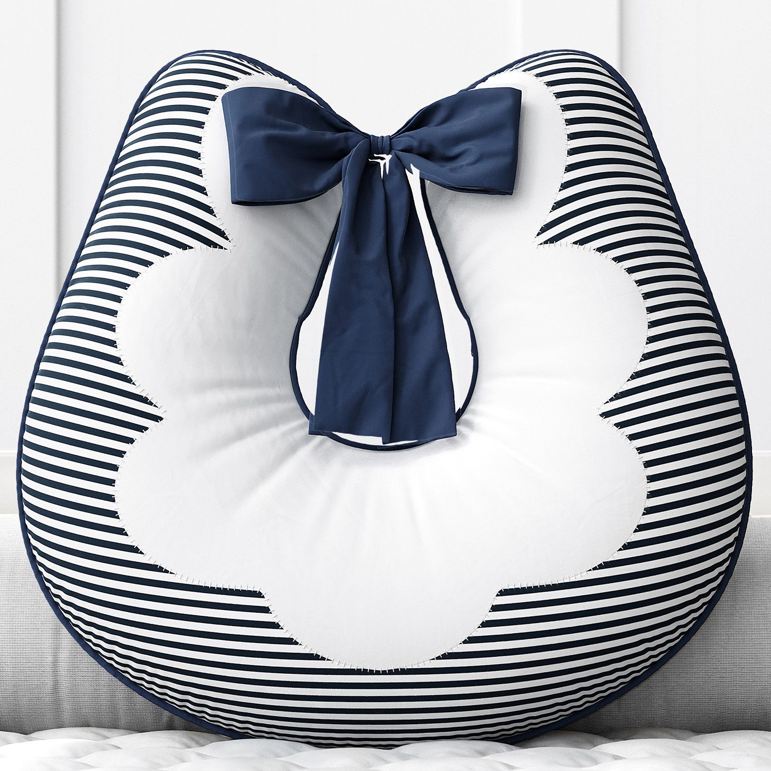 Almofada Amamentação Listrada Azul e Salmão