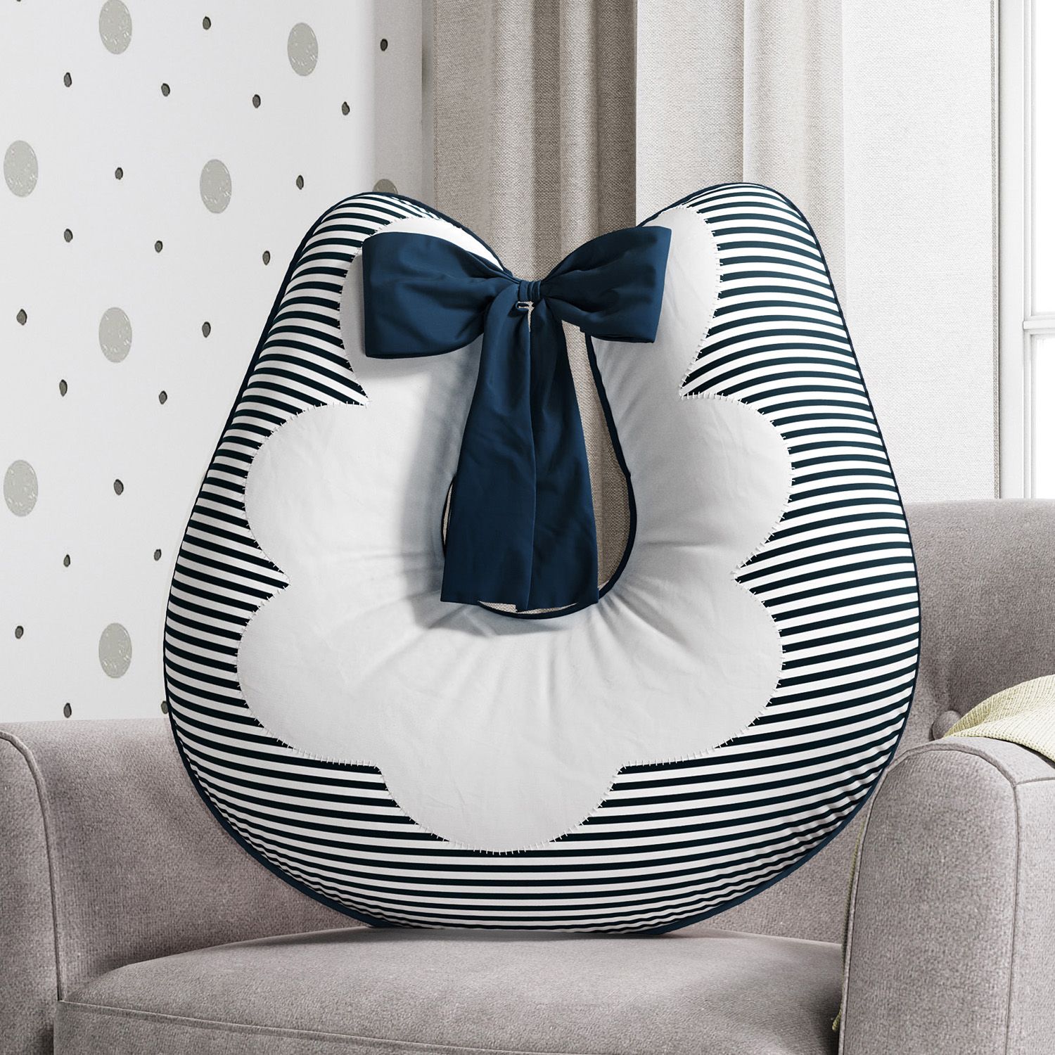 Almofada Amamentação Listrada Azul e Salmão