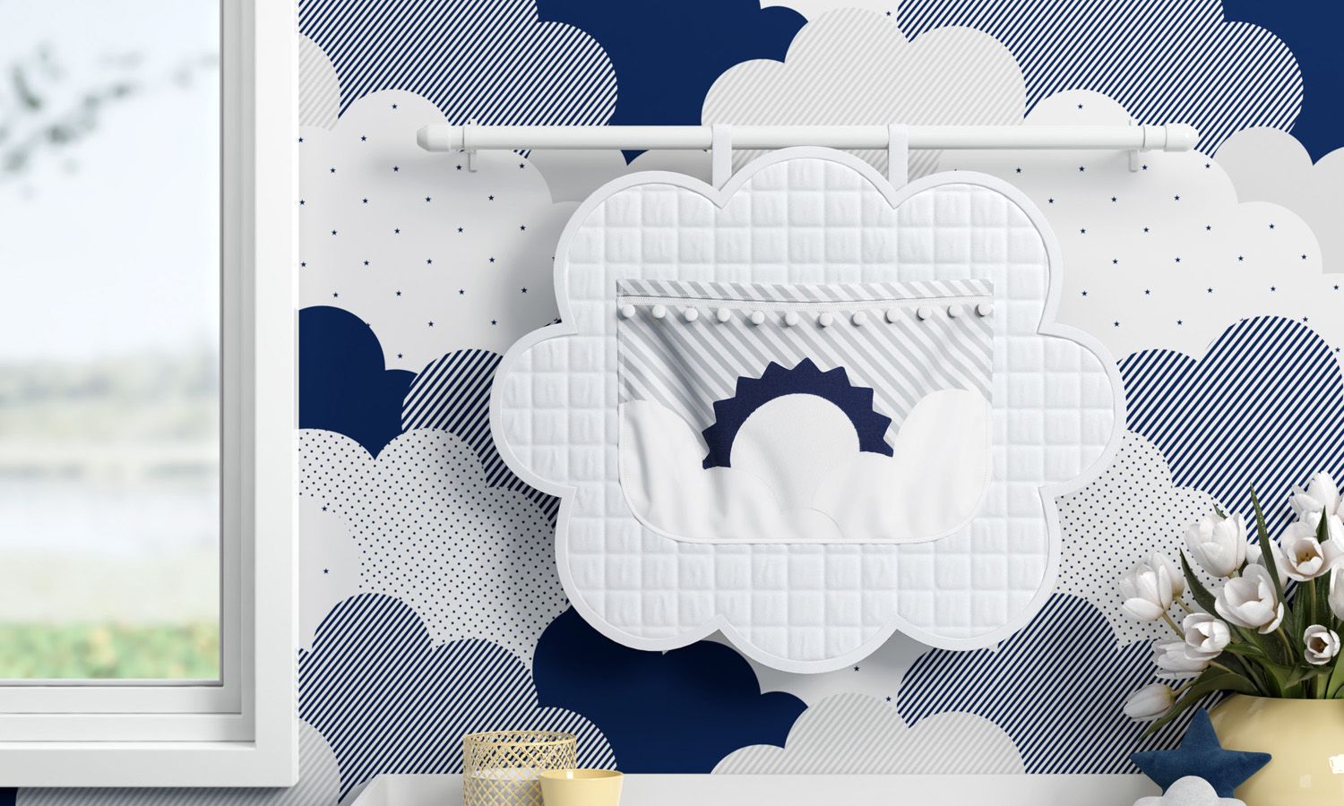 Porta Fraldas Varão Sol na Nuvem de Algodão