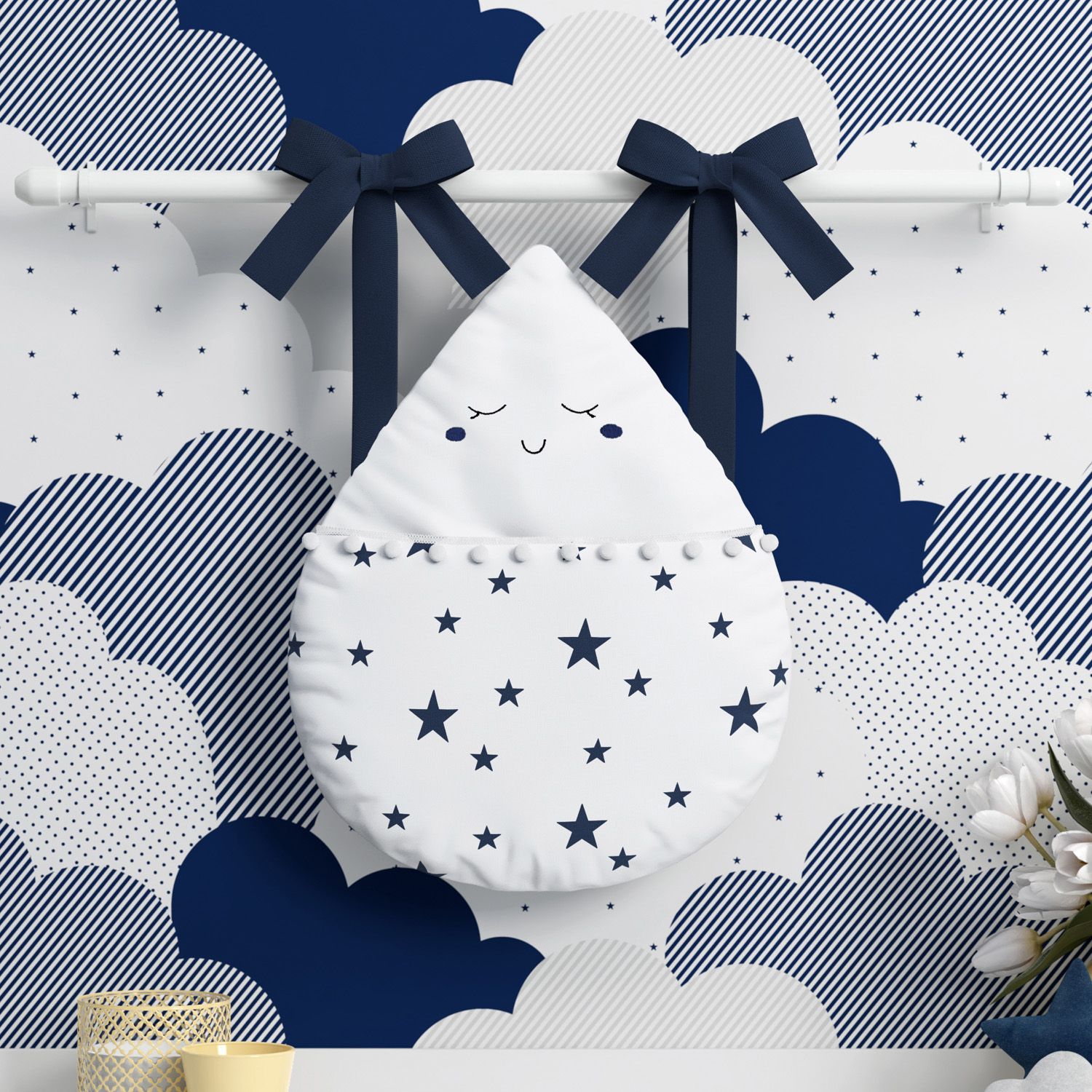 Porta Fraldas Varão Gotinha com Pompom