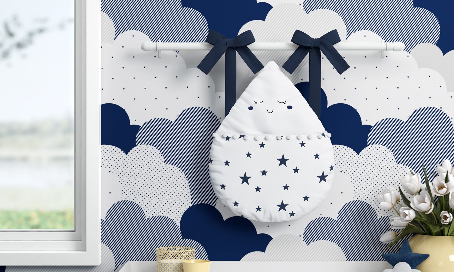 Porta Fraldas Varão Gotinha com Pompom