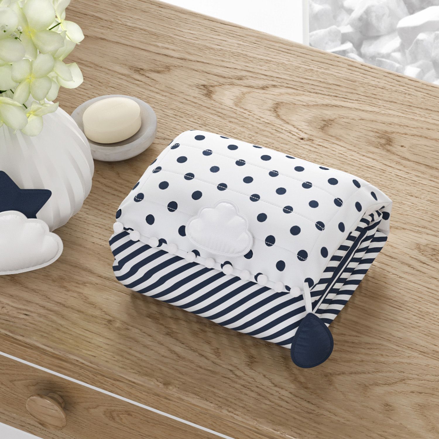 Trocador de Fraldas Portátil com Bolsos Nuvem de Algodão 85x40cm