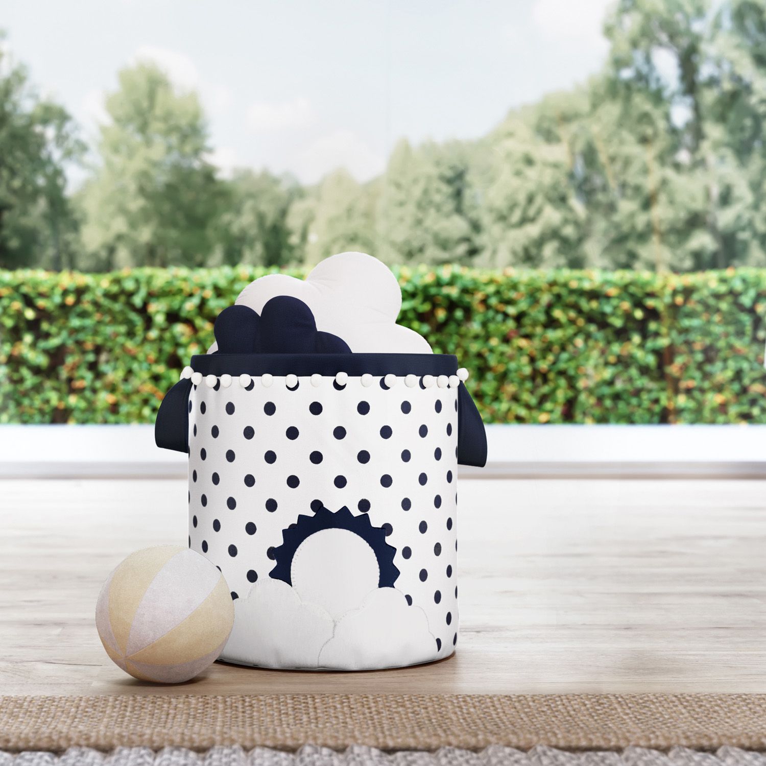 Cesto Organizador para Brinquedos Sol na Nuvem de Algodão Amarelo 24cm