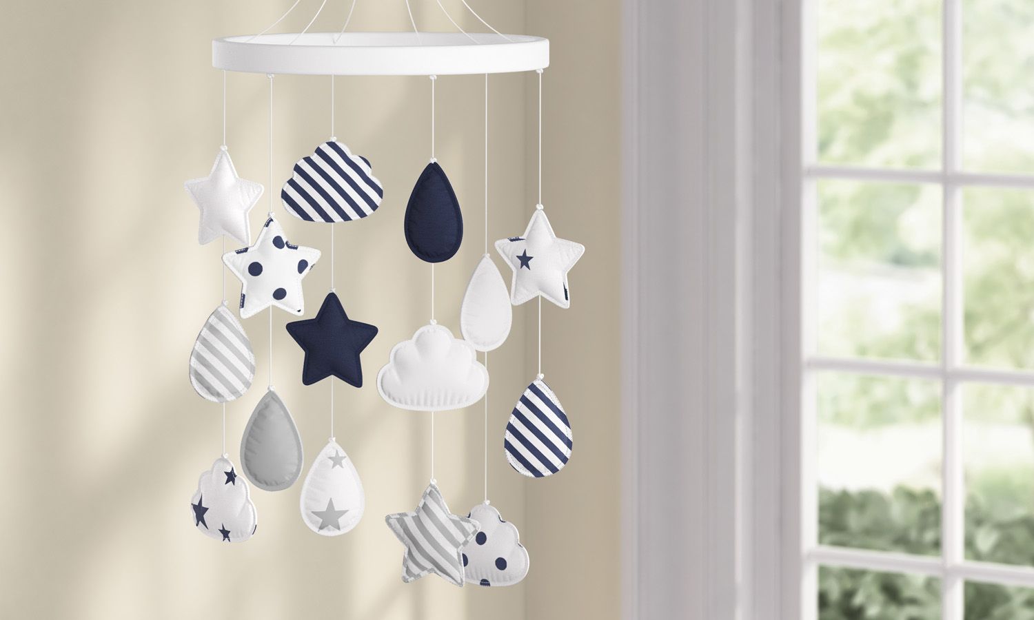 Móbile Estrelinhas Gotinhas e Nuvens