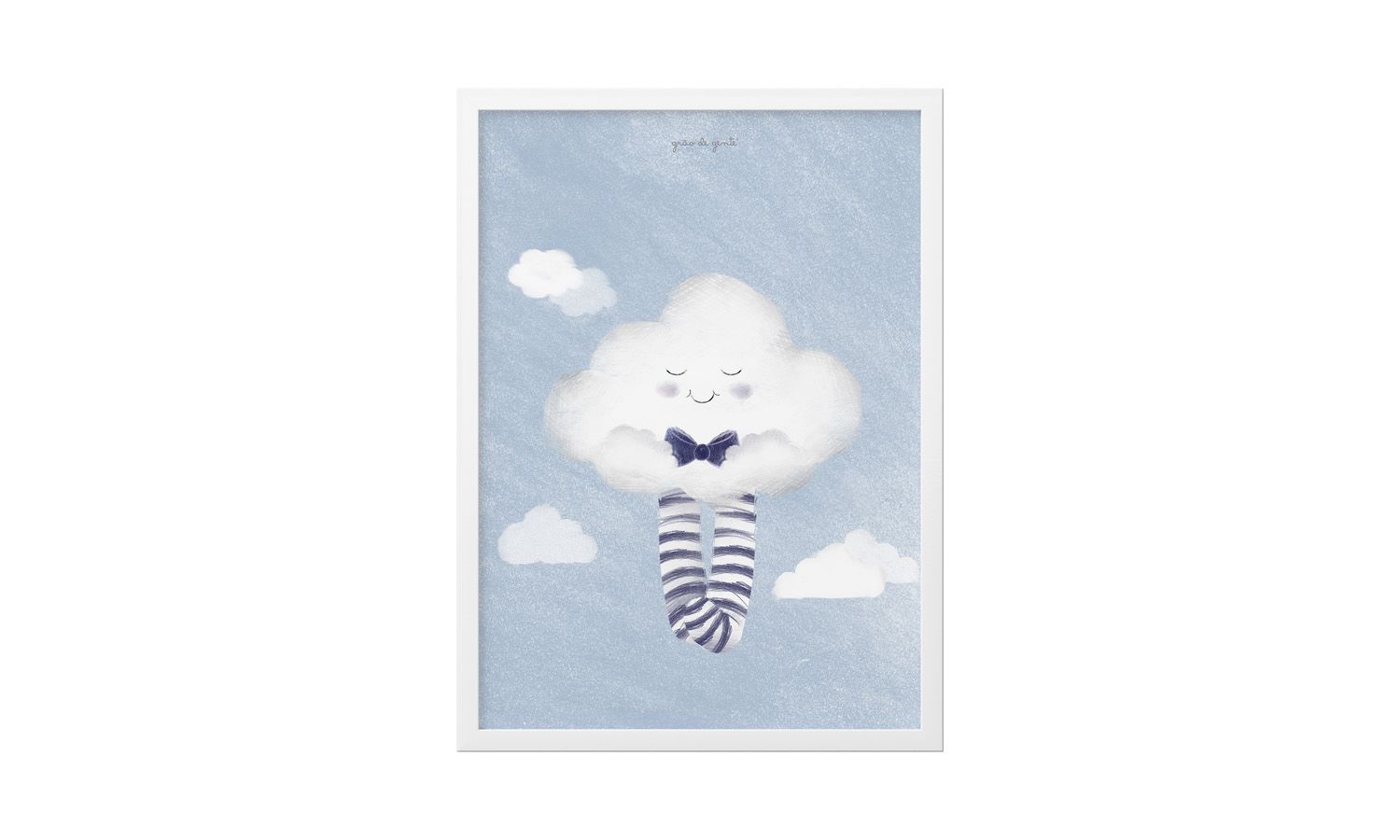 Quadro Nuvem de Algodão Azul Marinho 34cm