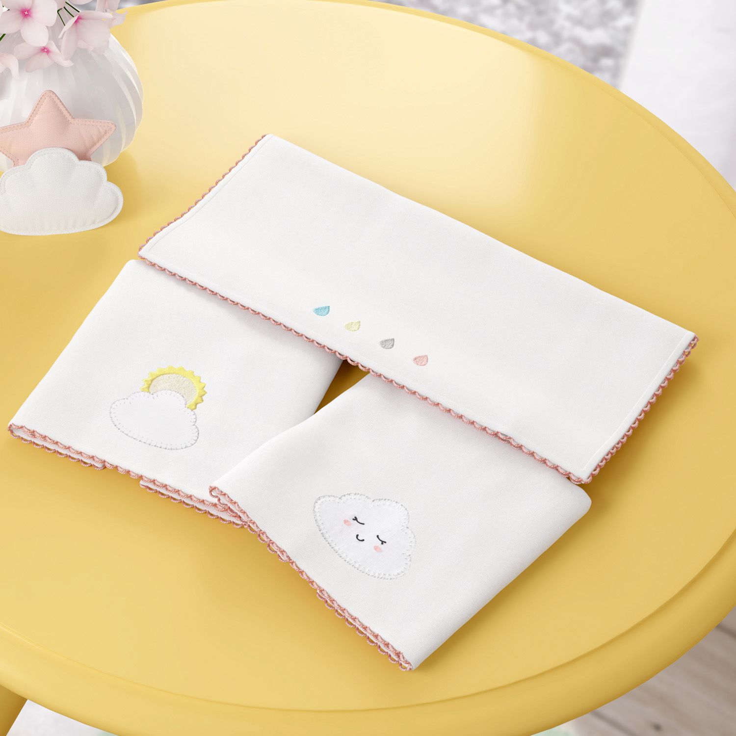 Jogo de Fraldas de Boca Malha Nuvem de Algodão