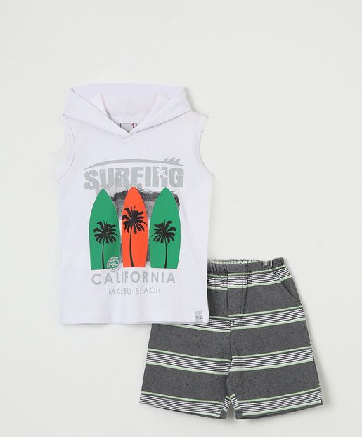 Conjunto Curto Regata com Capuz