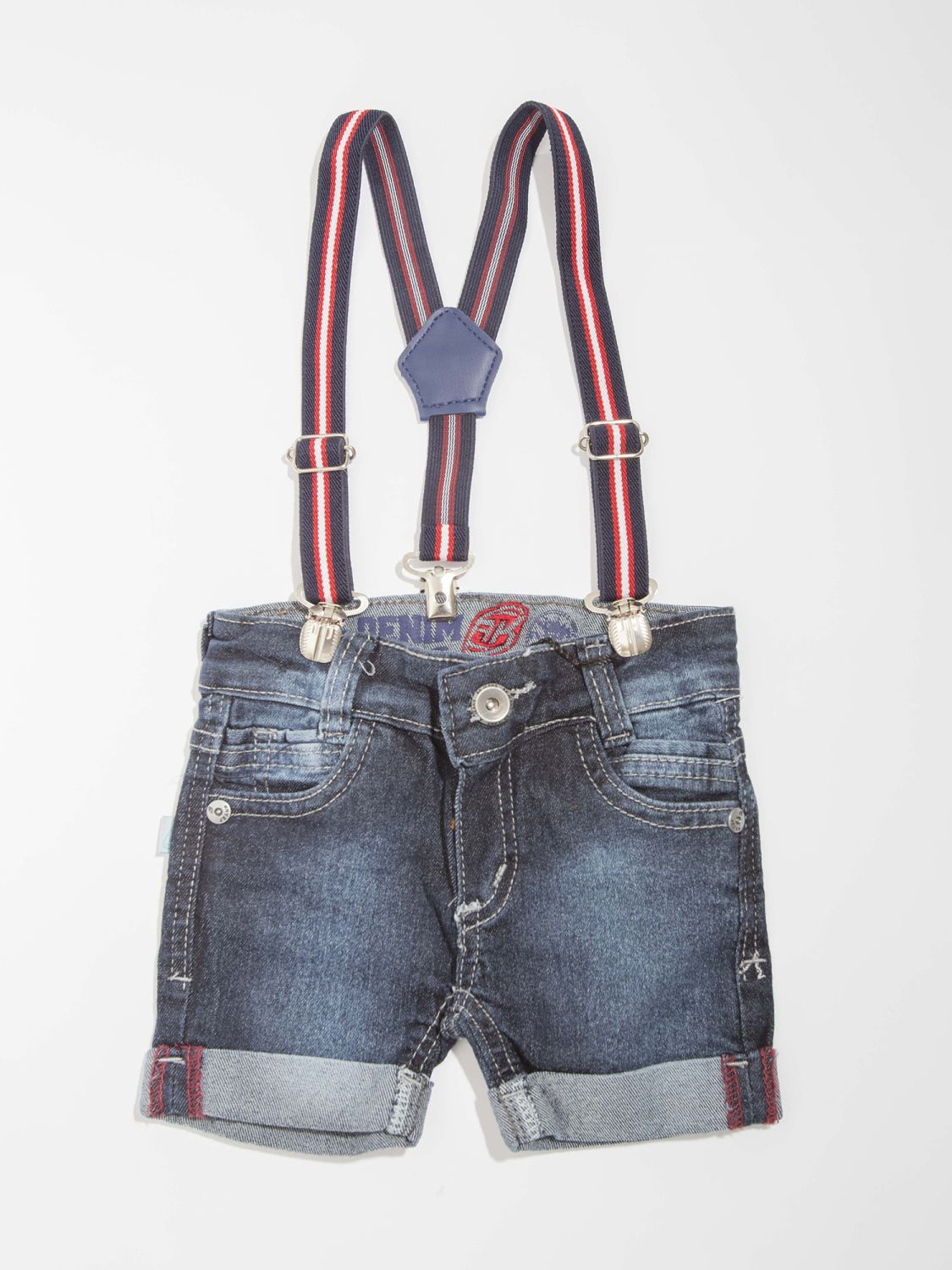 Bermuda Jeans com Suspensório Bebê