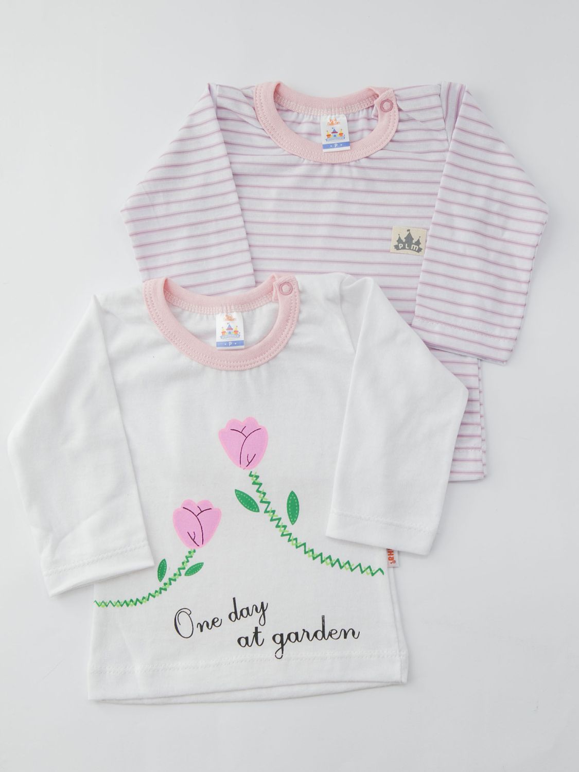 Kit Blusinha Manga Longa Rosa com 2 peças