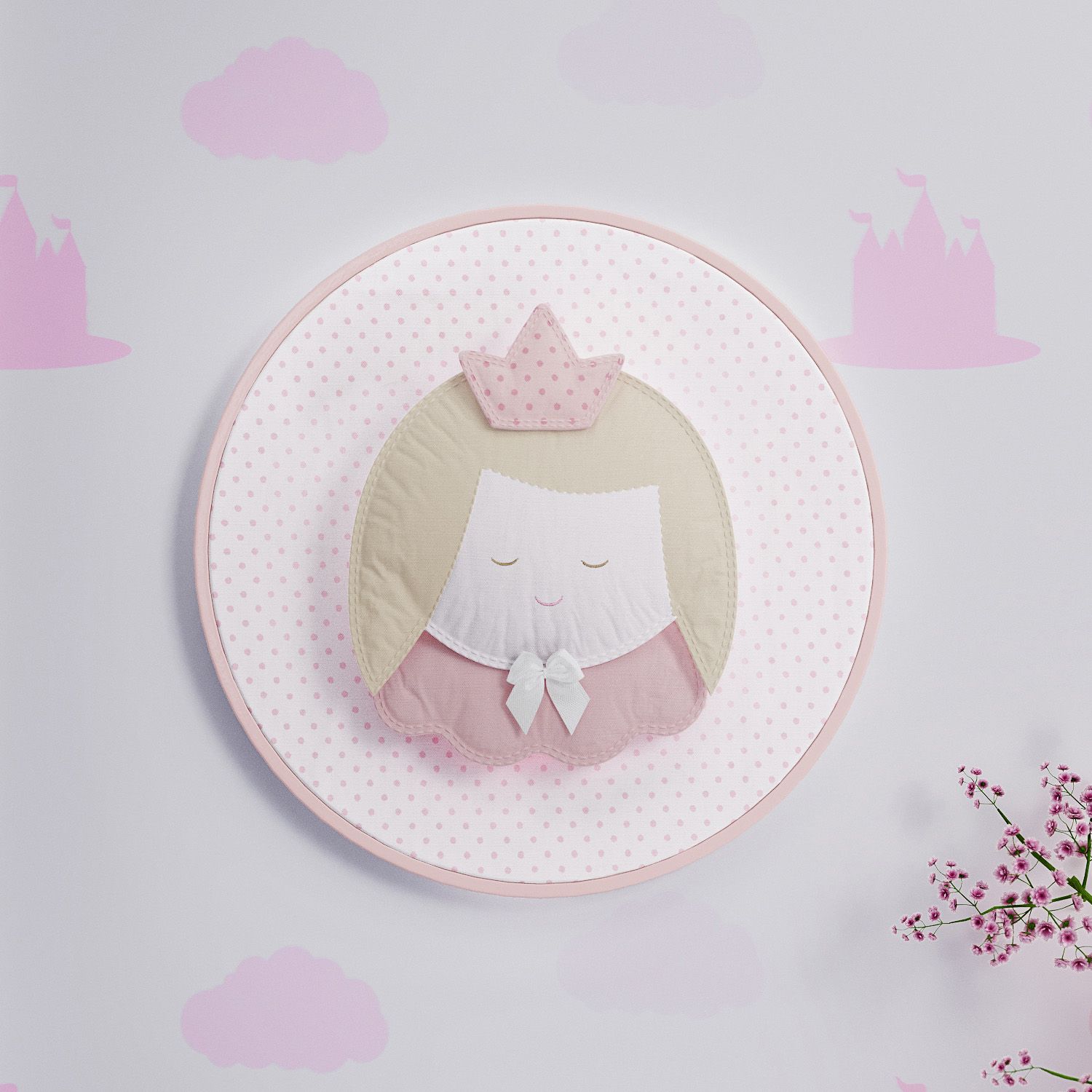 Quadro Bastidor Amiguinha Princesa 20cm