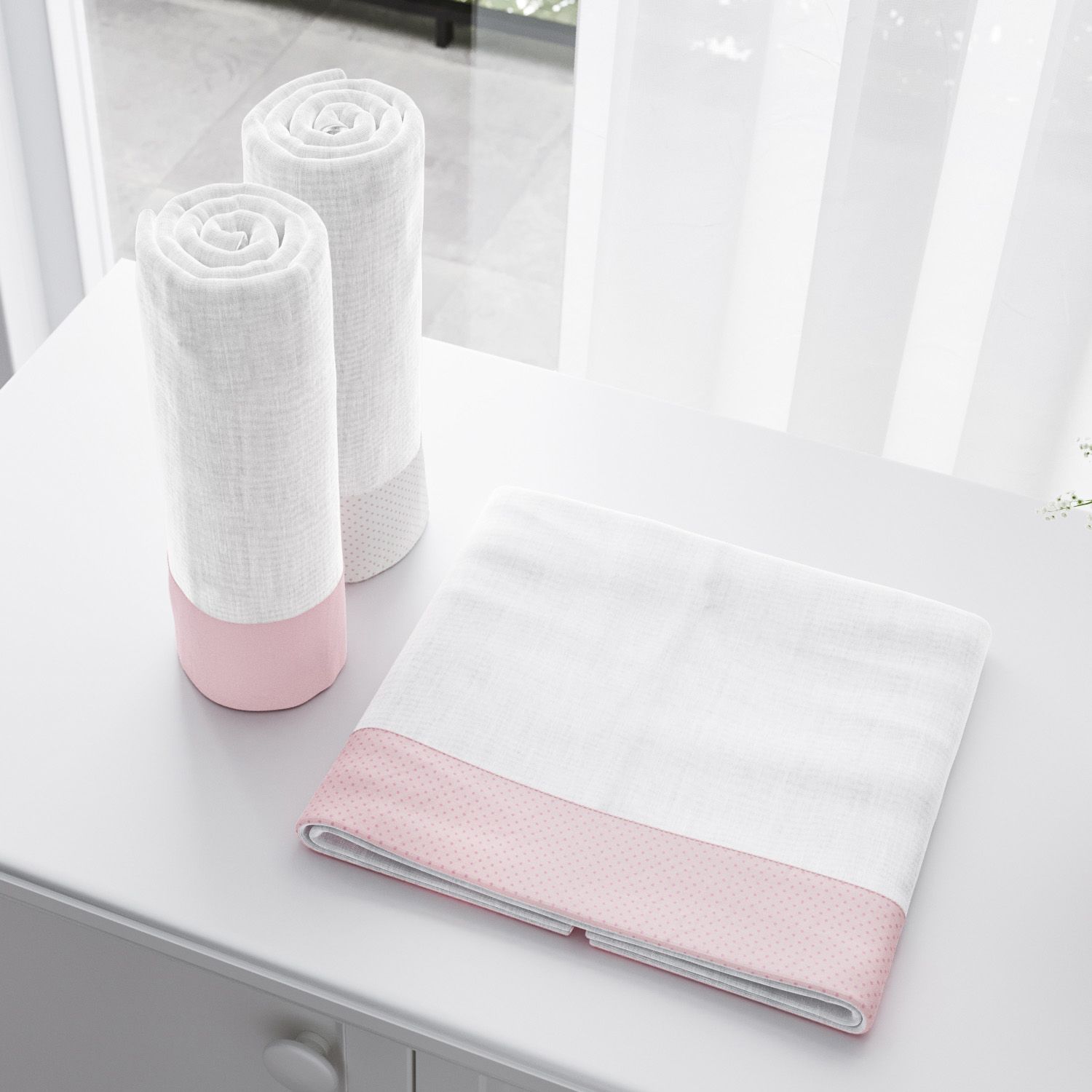 Jogo de Fraldas de Ombro Poá/Rosa