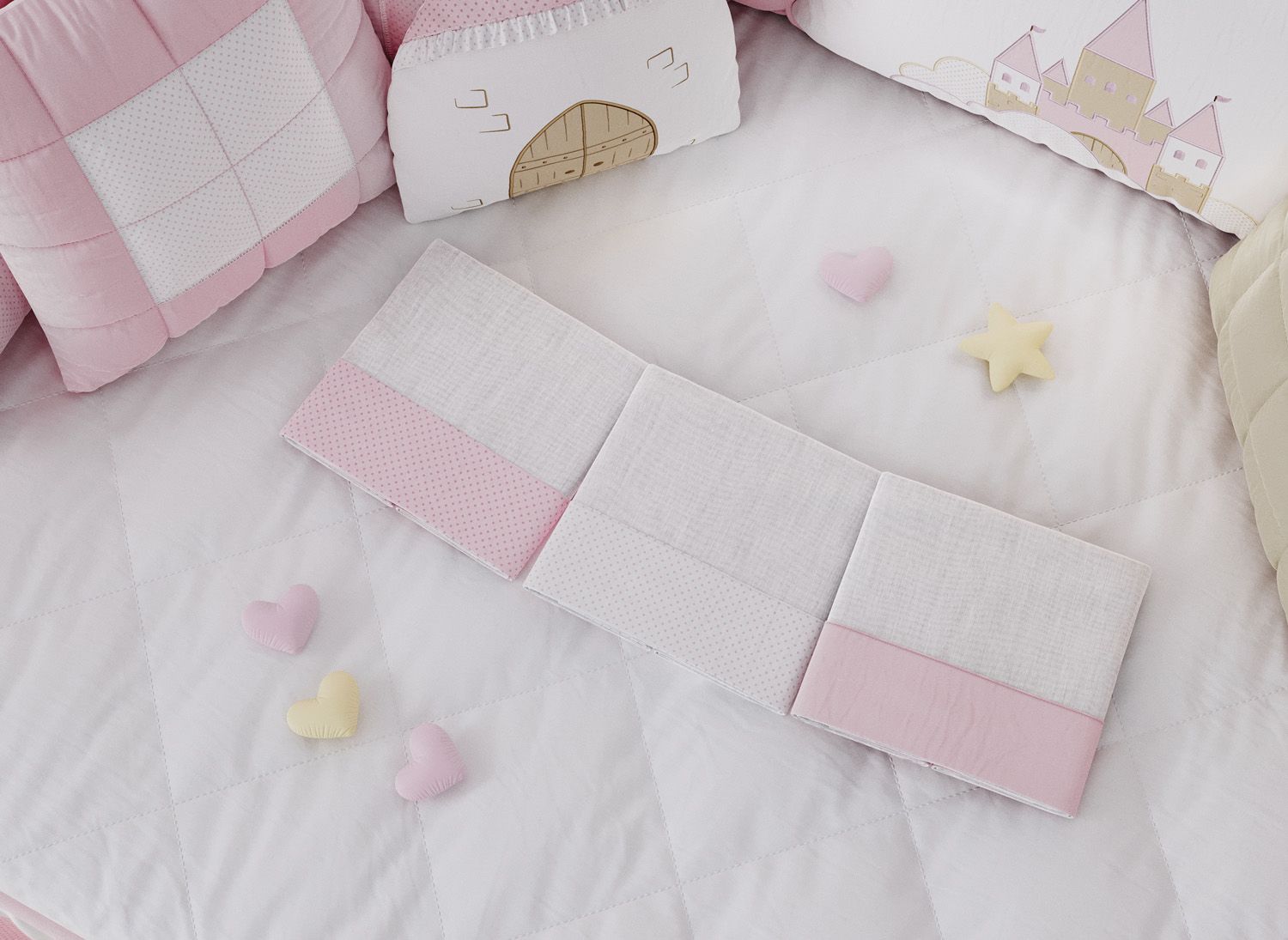 Jogo de Fraldas de Ombro Poá/Rosa