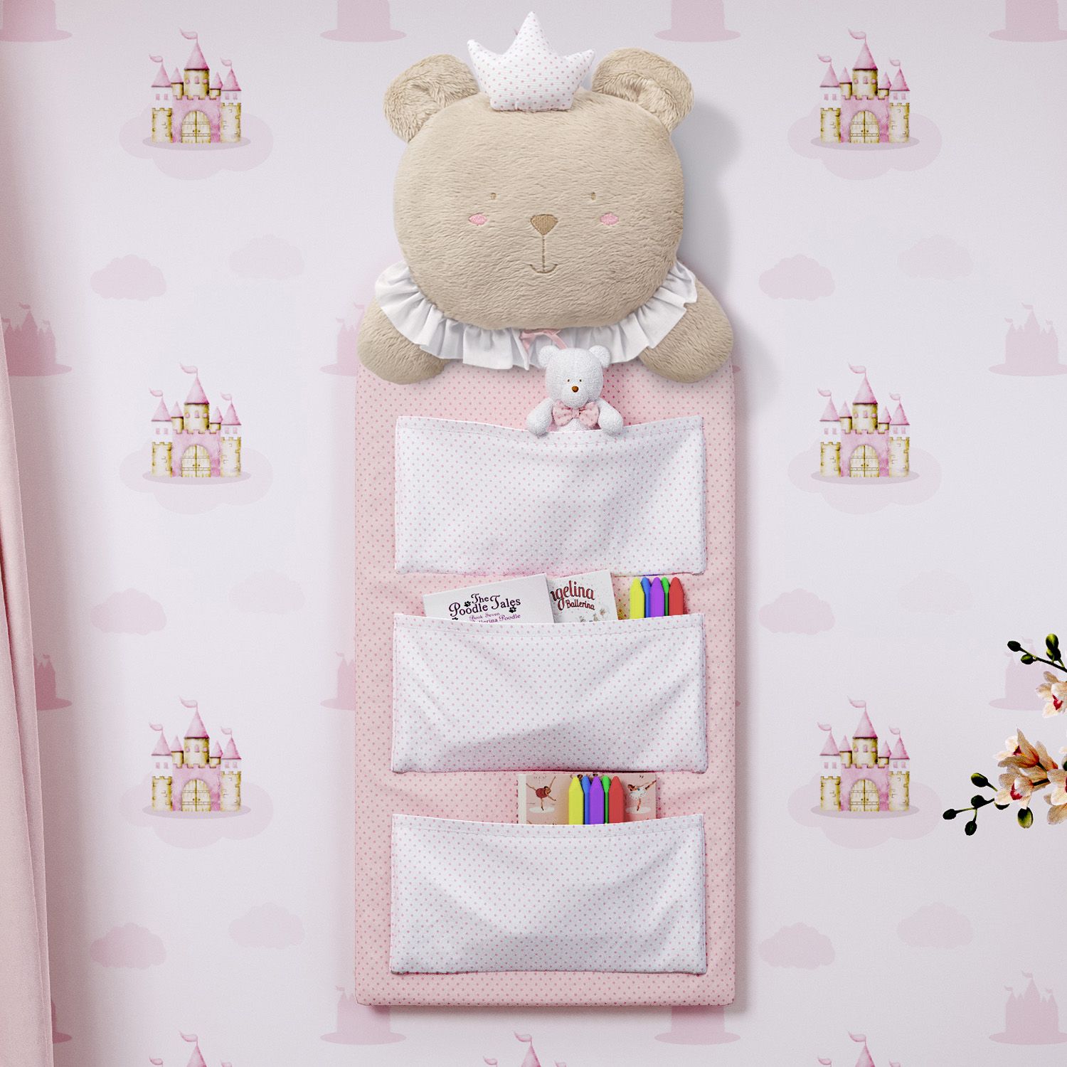 Organizador de Berço Amiguinha Ursa Princesa