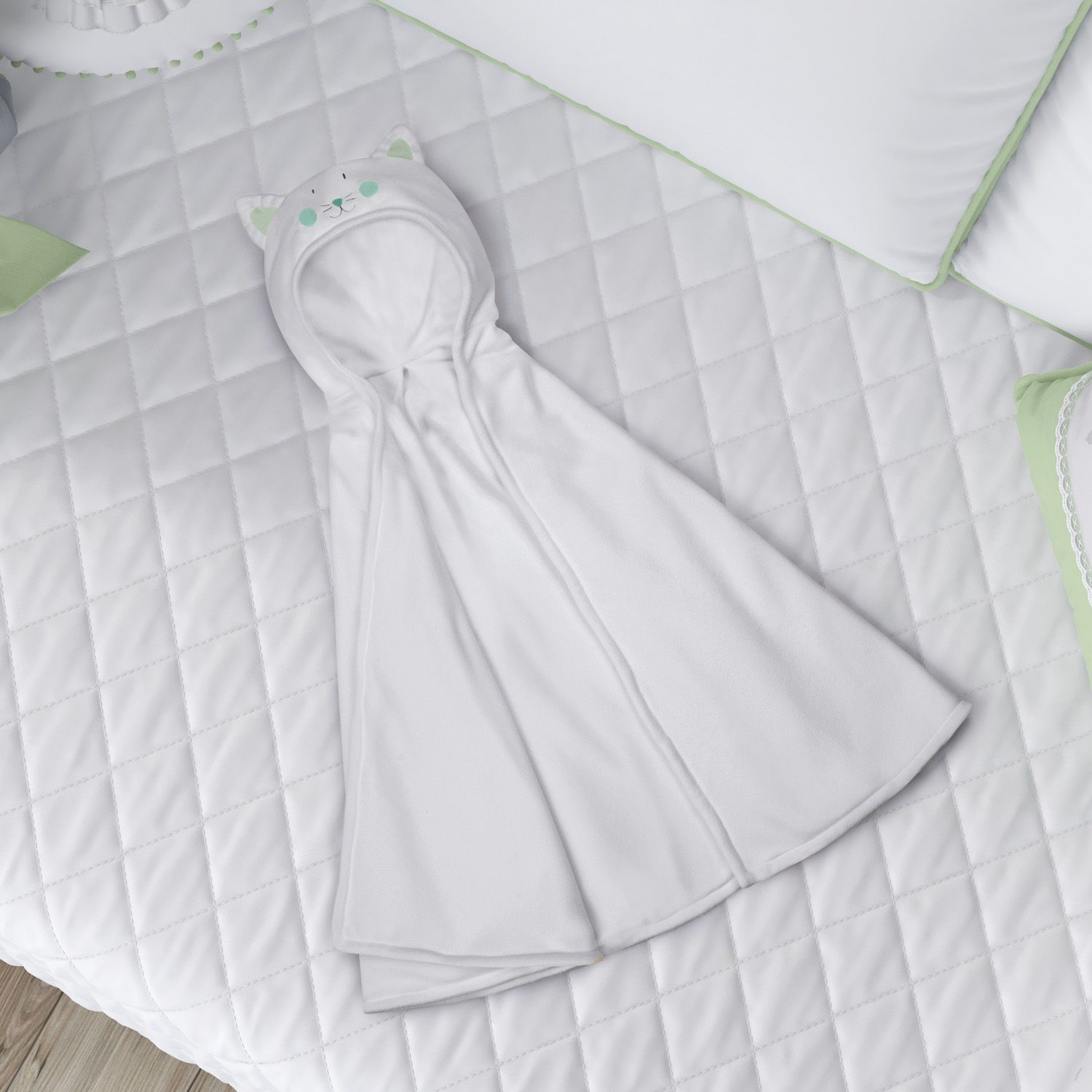 Manta com Capuz Amiguinho Gatinho Amarelo 85cm