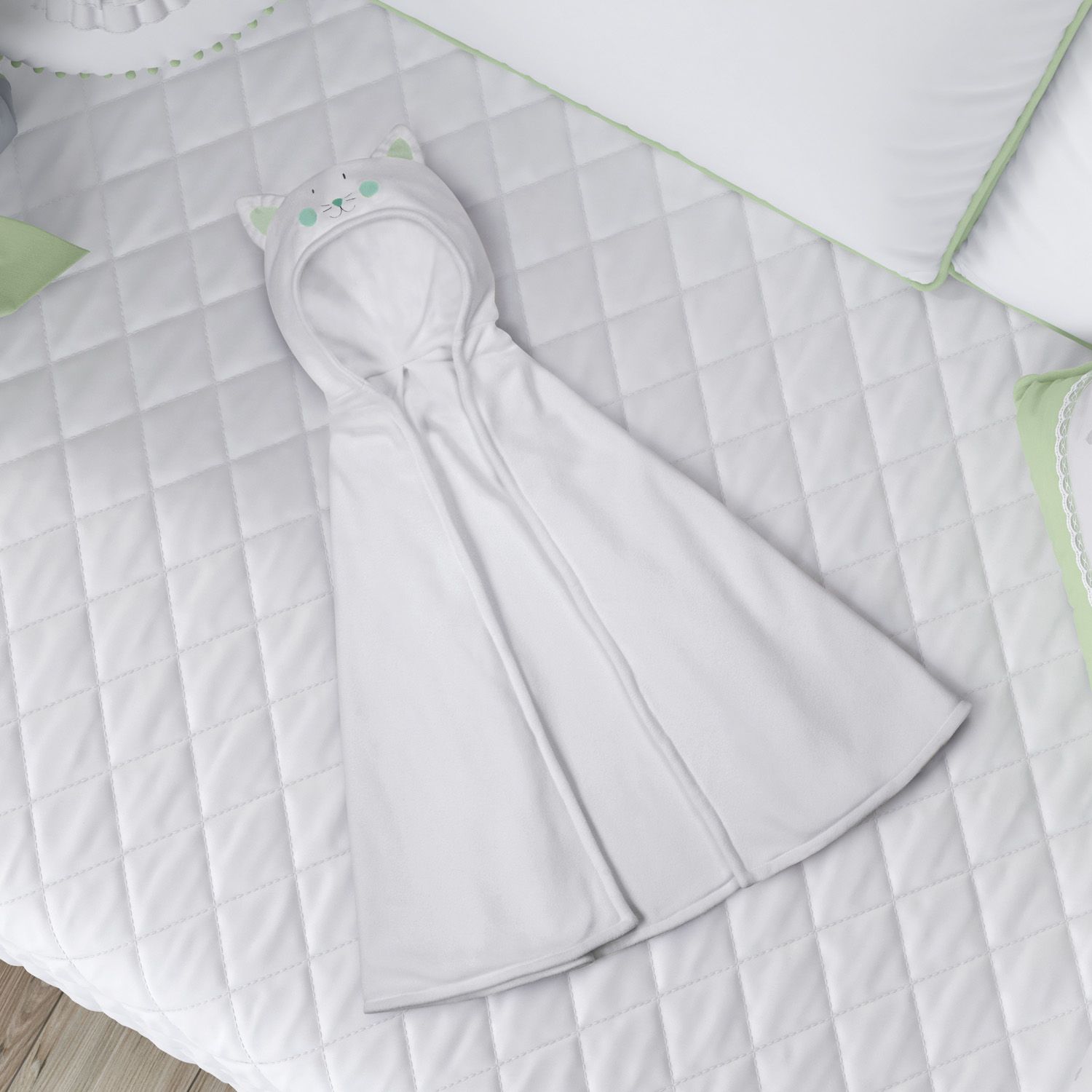 Manta com Capuz Amiguinho Gatinho Amarelo 85cm