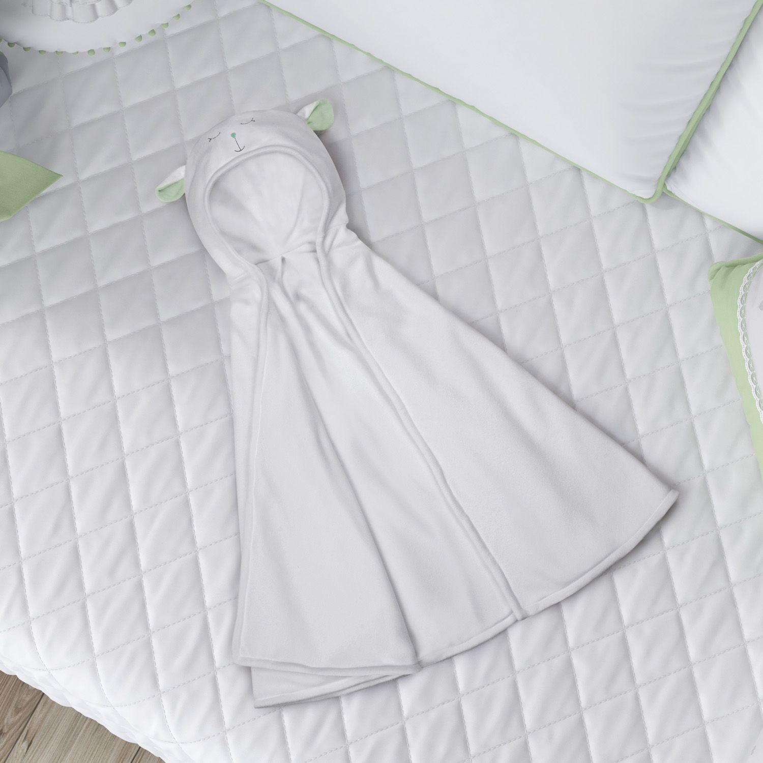 Manta com Capuz Amiguinho Carneirinho Branco e Amarelo 85cm