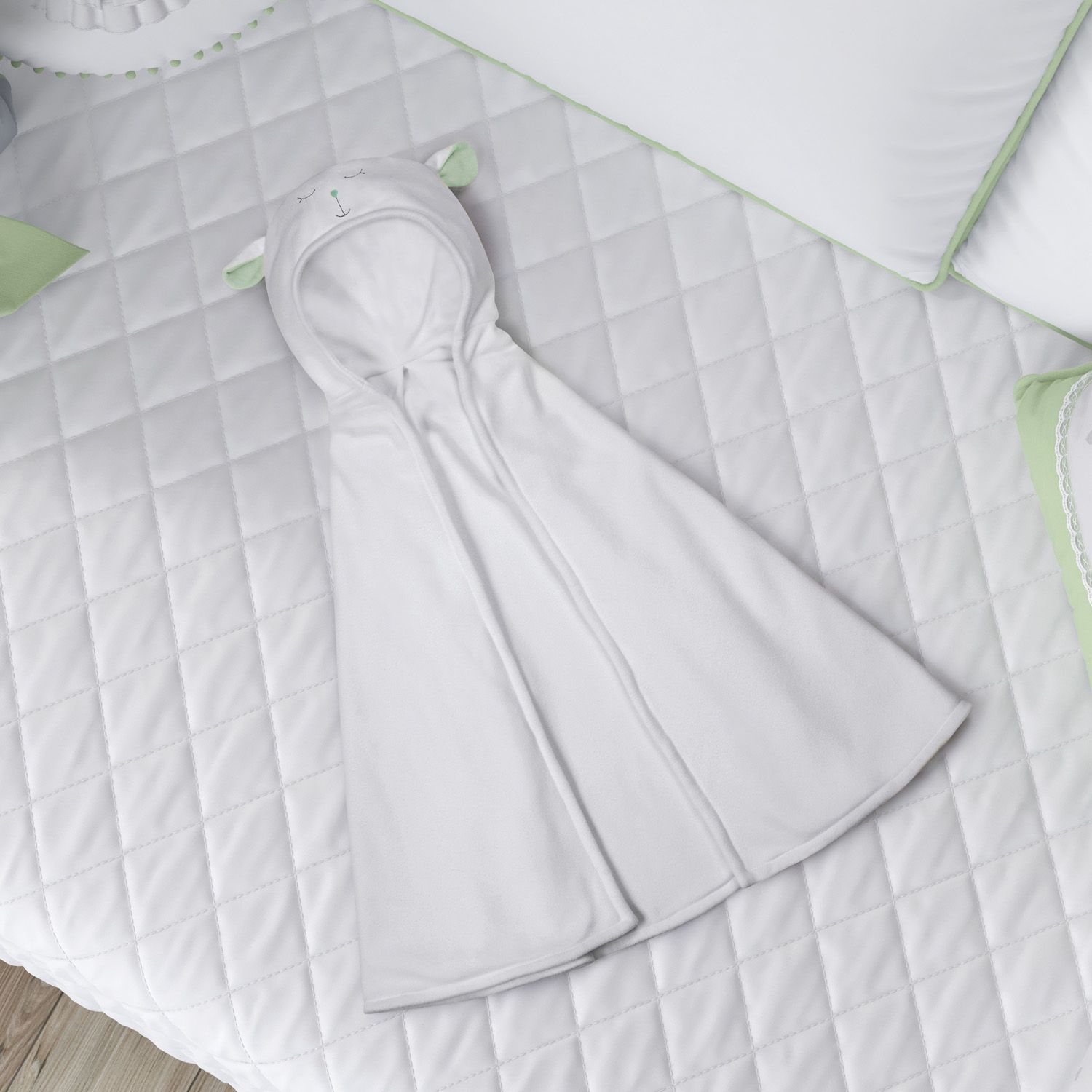 Manta com Capuz Amiguinho Carneirinho Branco e Amarelo 85cm