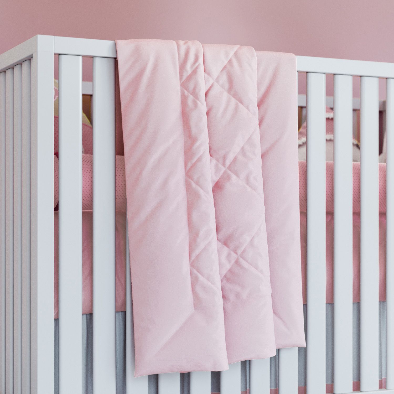 Edredom de Berço Matelado Rosa