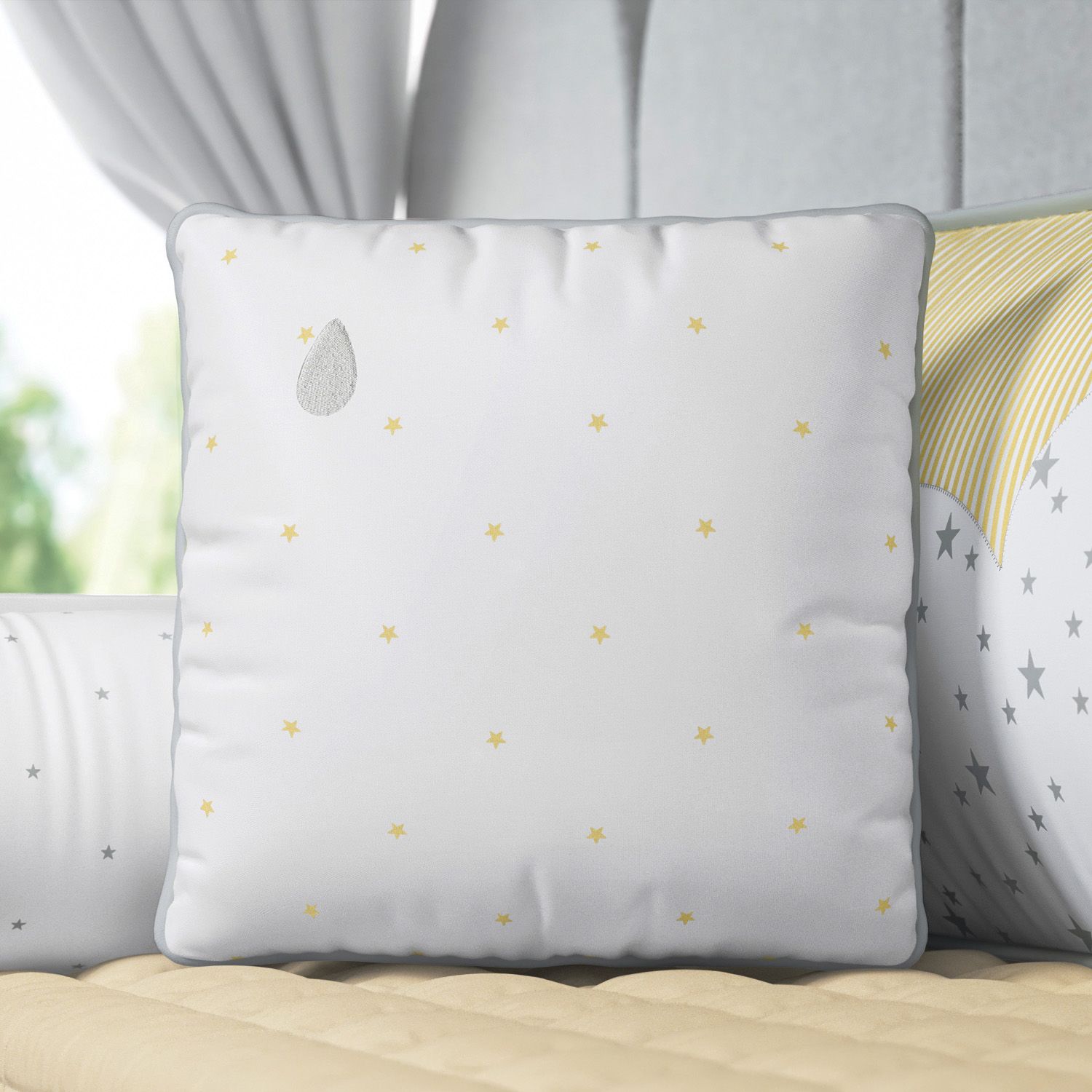 Almofada Estrelinhas Gotinha Azul/Salmão 38cm