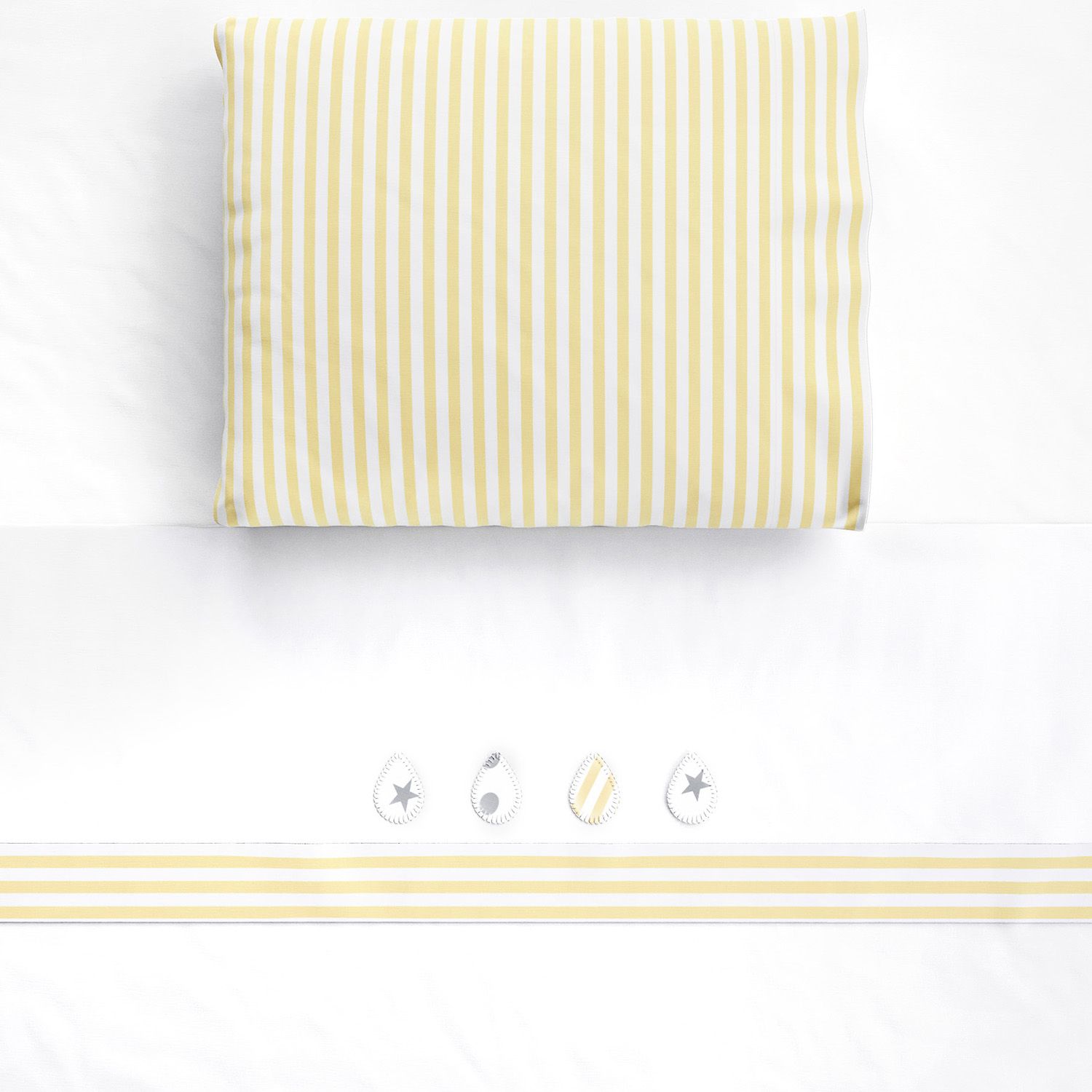 Jogo de Lençol Berço Bordado Gotinhas e Listras Azul 3 peças