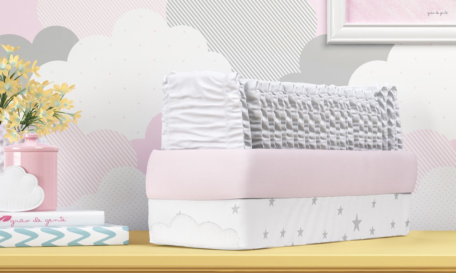 Cesto Organizador Estrelinhas Nuvem de Algodão 36cm