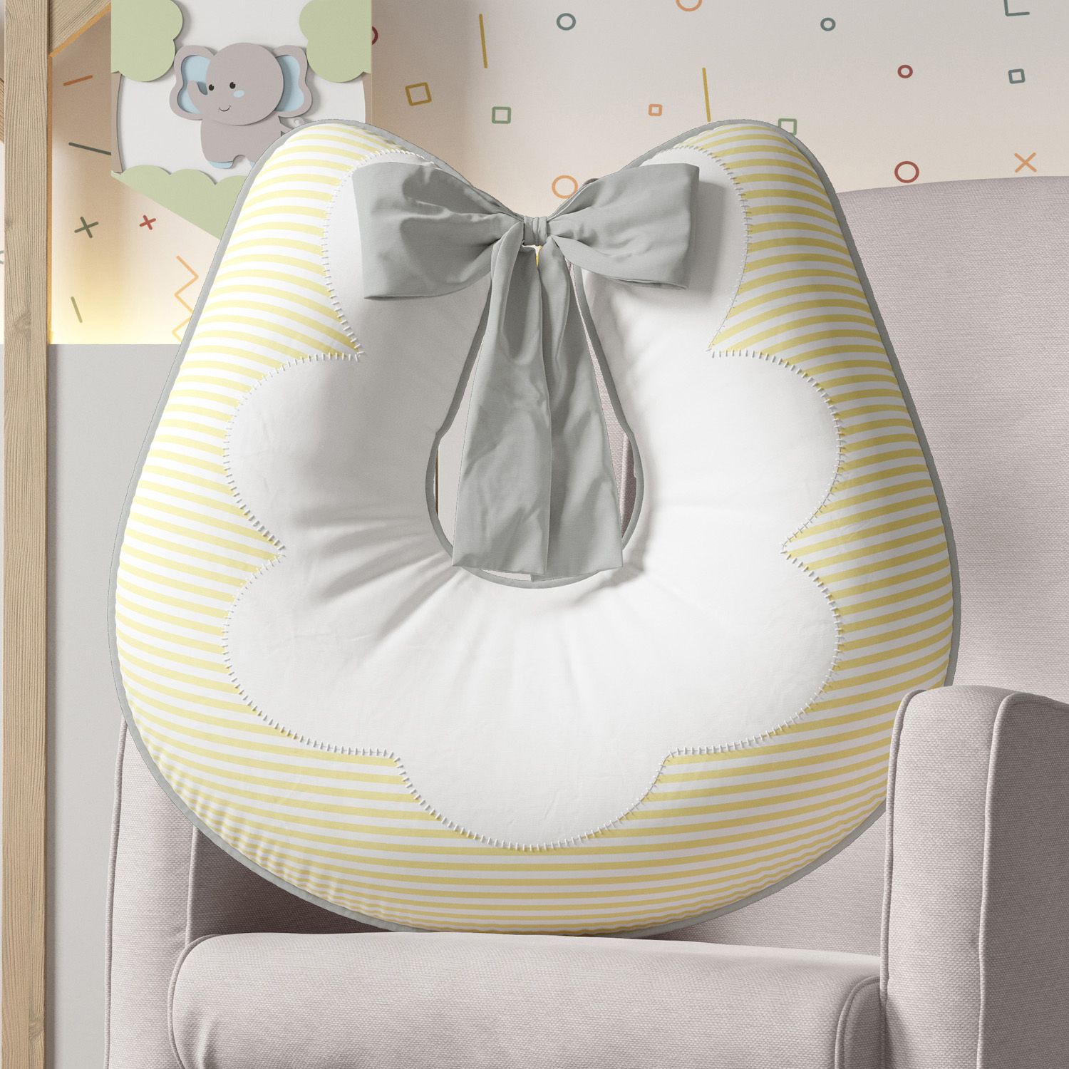 Almofada Amamentação Listrada Azul e Salmão