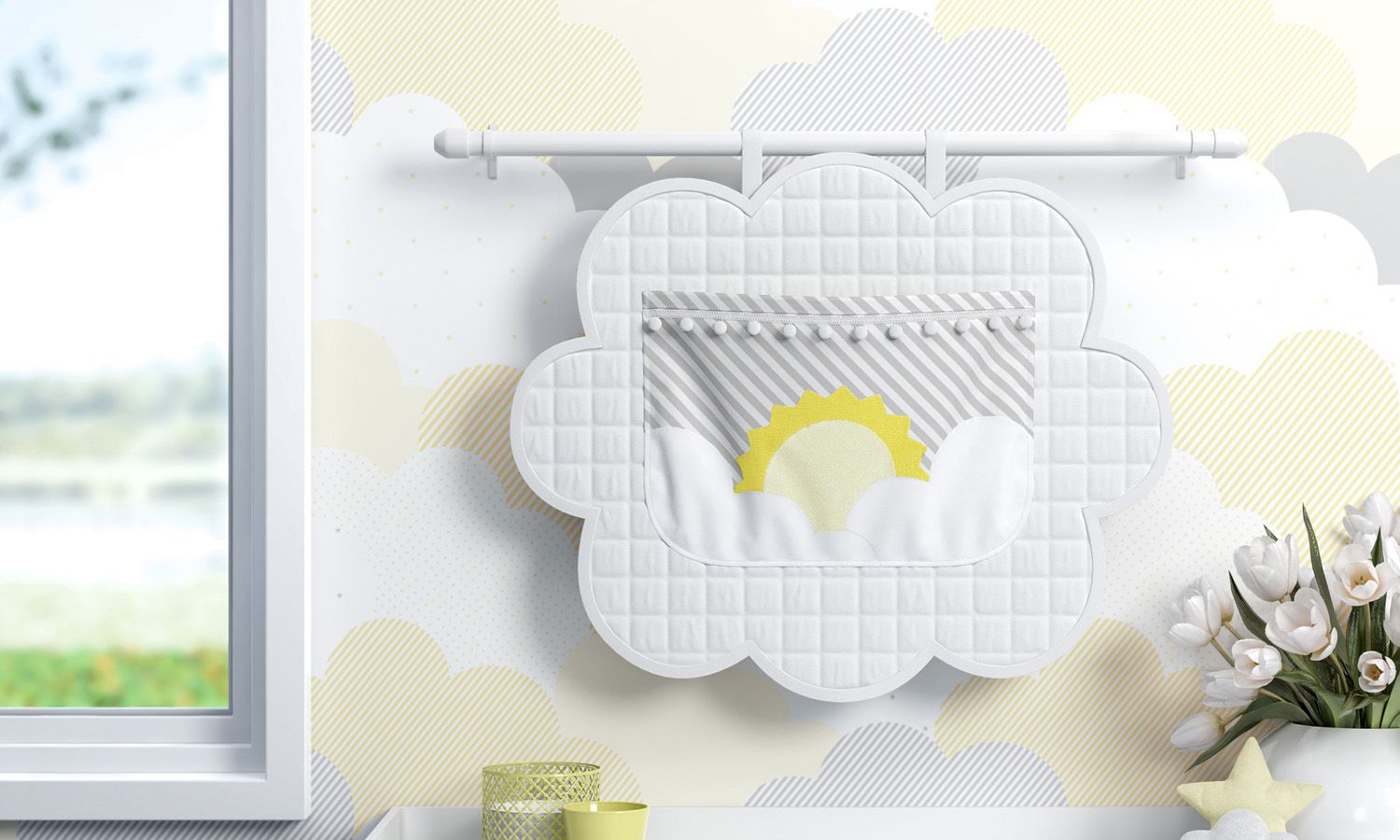 Porta Fraldas Varão Sol na Nuvem de Algodão