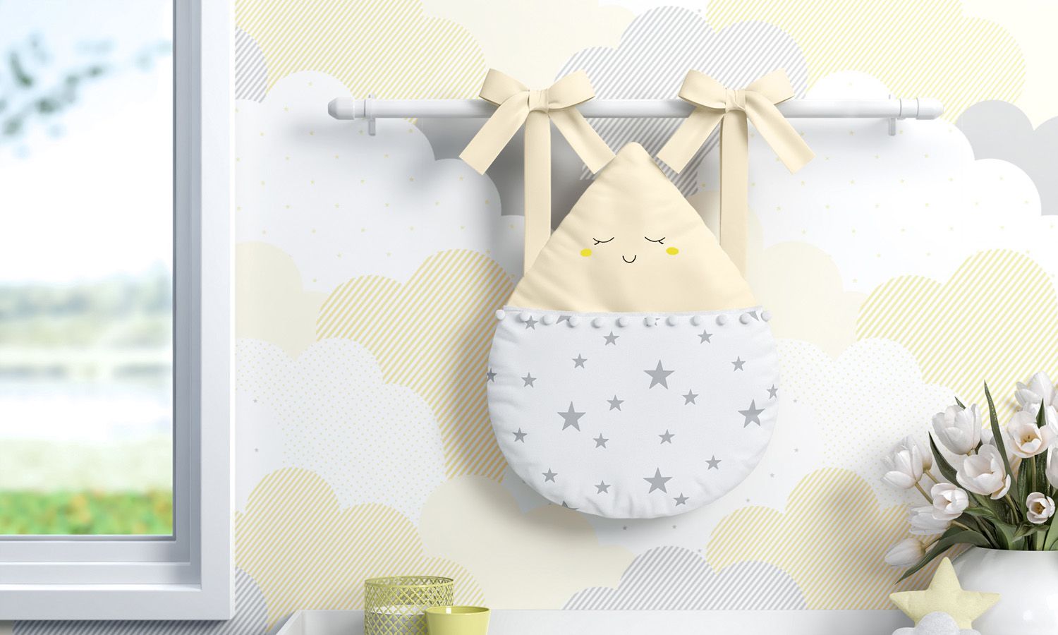 Porta Fraldas Varão Gotinha com Pompom