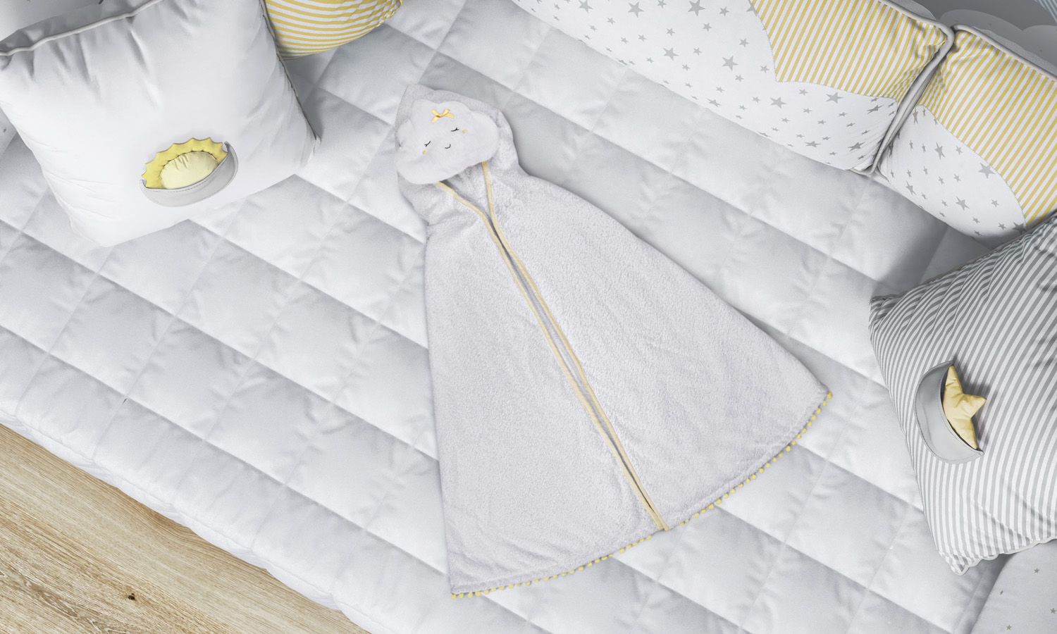 Toalha com Capuz Infantil Nuvem de Algodão 90cm