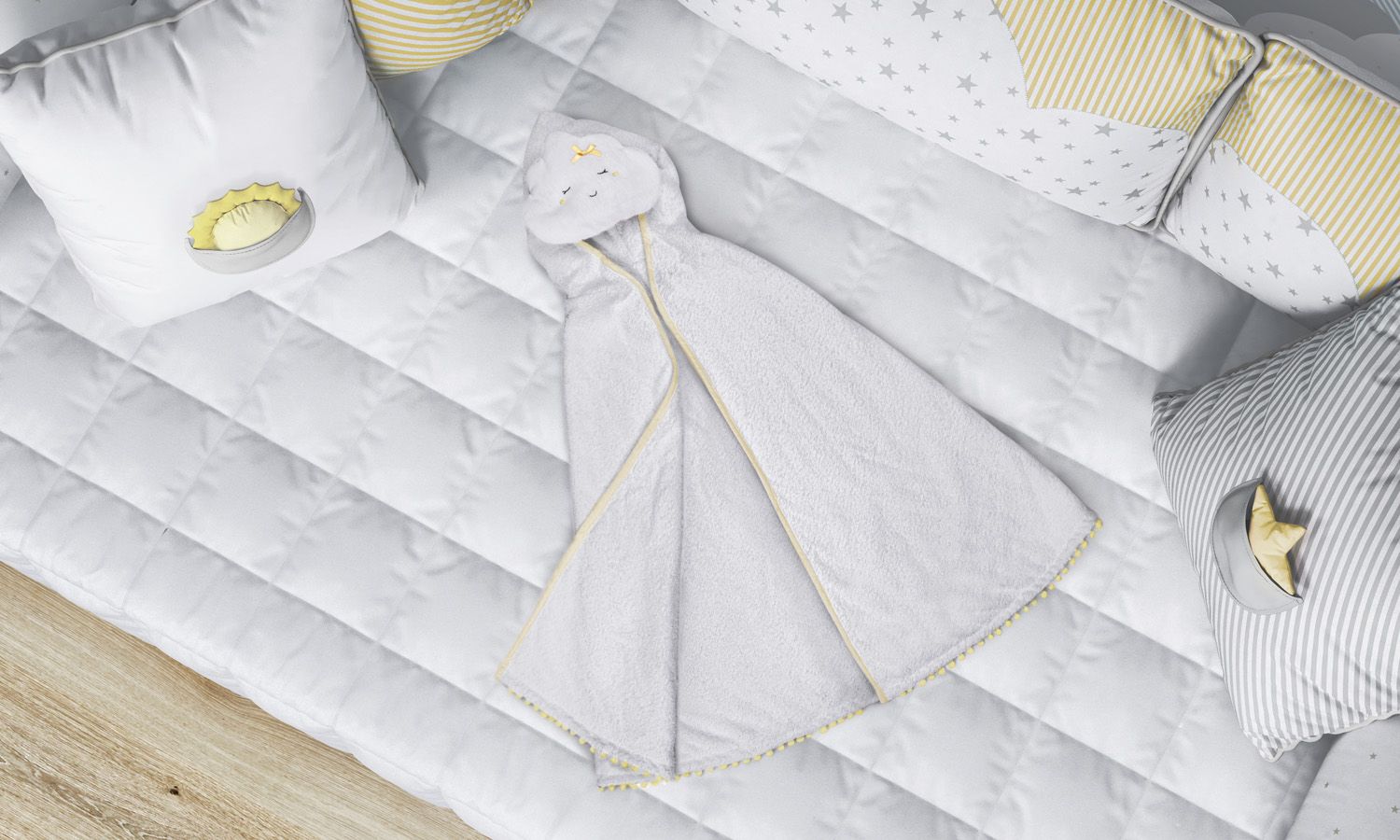 Toalha com Capuz Infantil Nuvem de Algodão 90cm