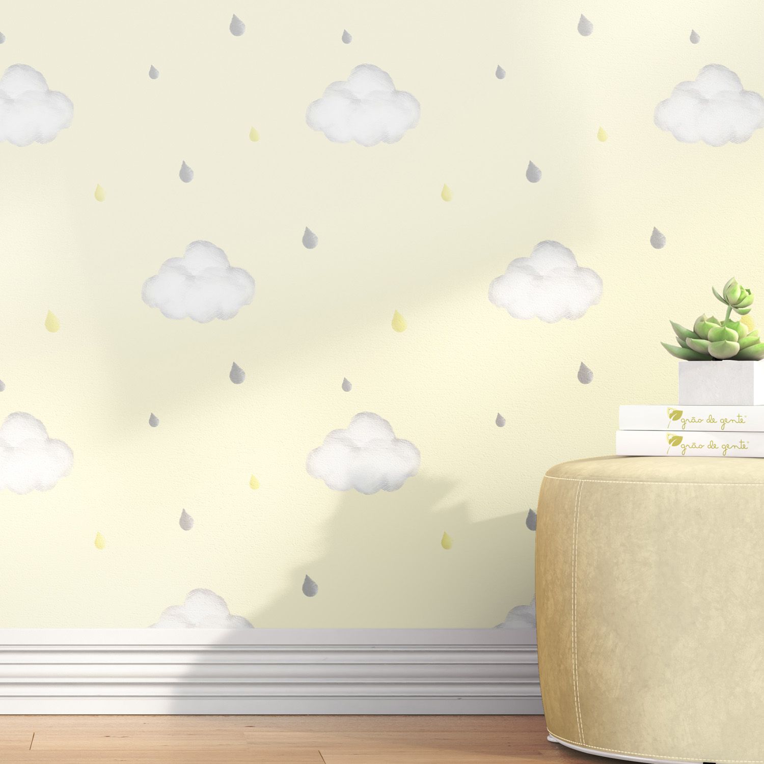 Papel de Parede Nuvens e Gotinhas 3m