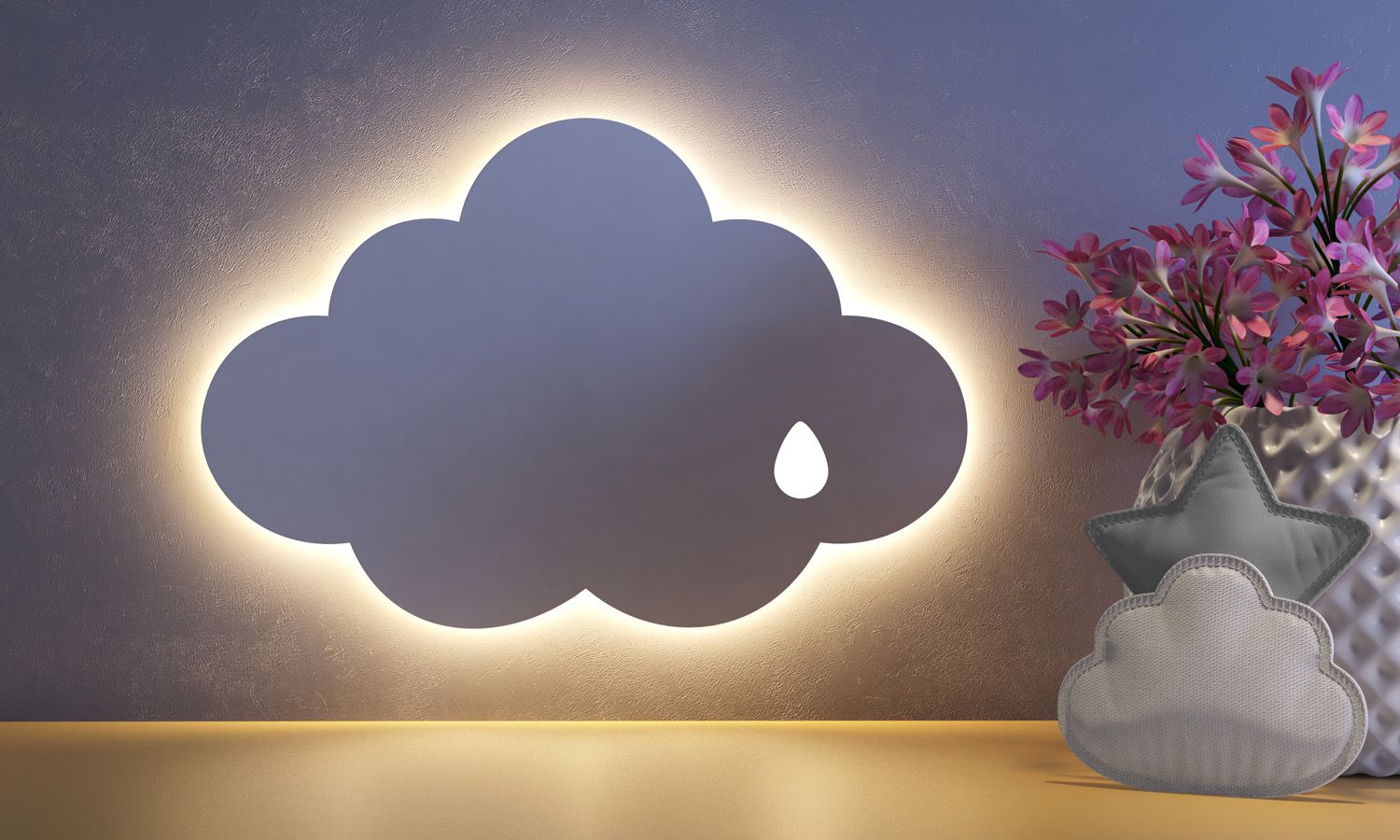 Luminária de Parede Nuvem Gotinha 30cm