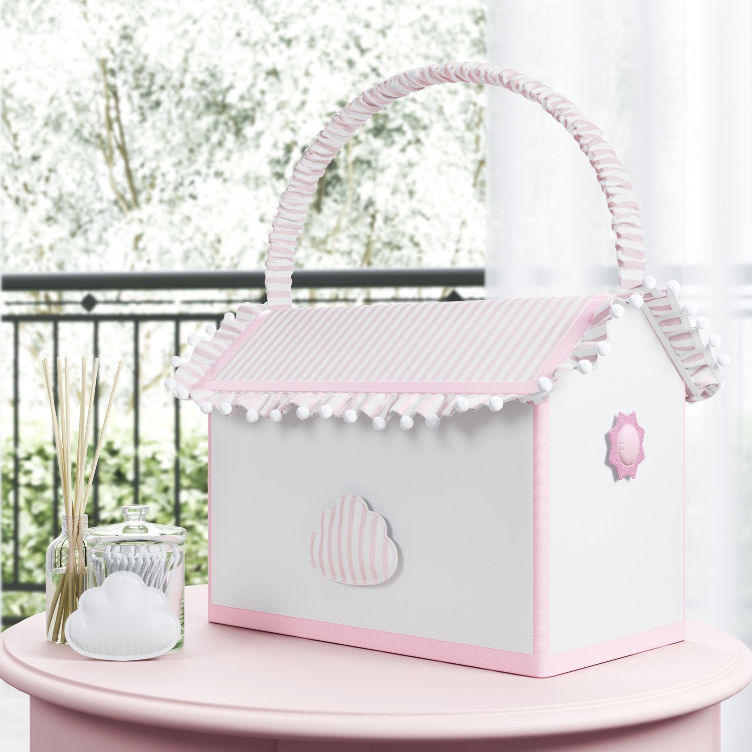 Farmacinha Nuvem e Sol Listrada Cinza/Branco